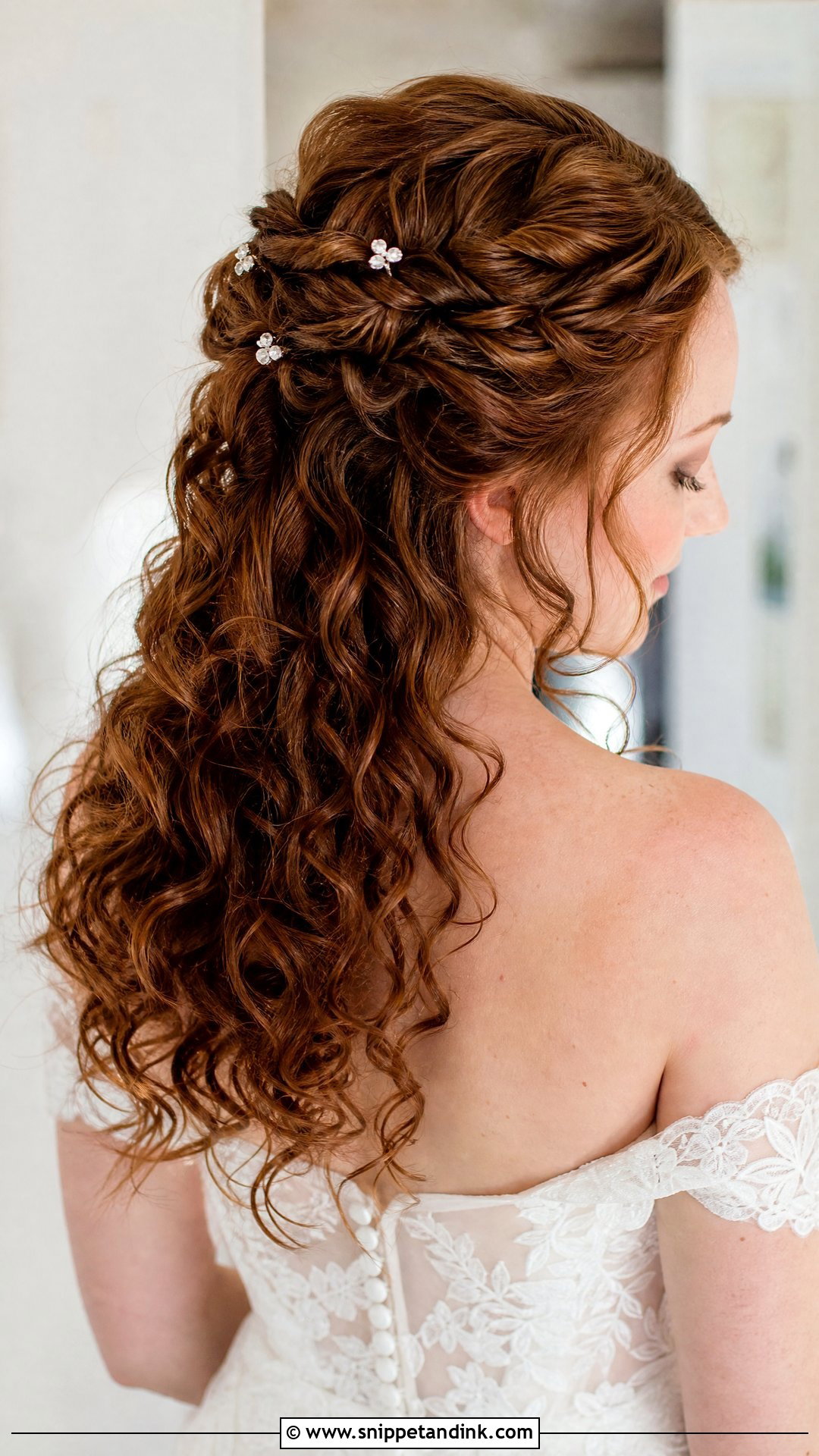 Half Up Curly Hairstyle With Twisted Sides - Snippet and Ink - 20 Half-Up Curly Wedding Hairstyles