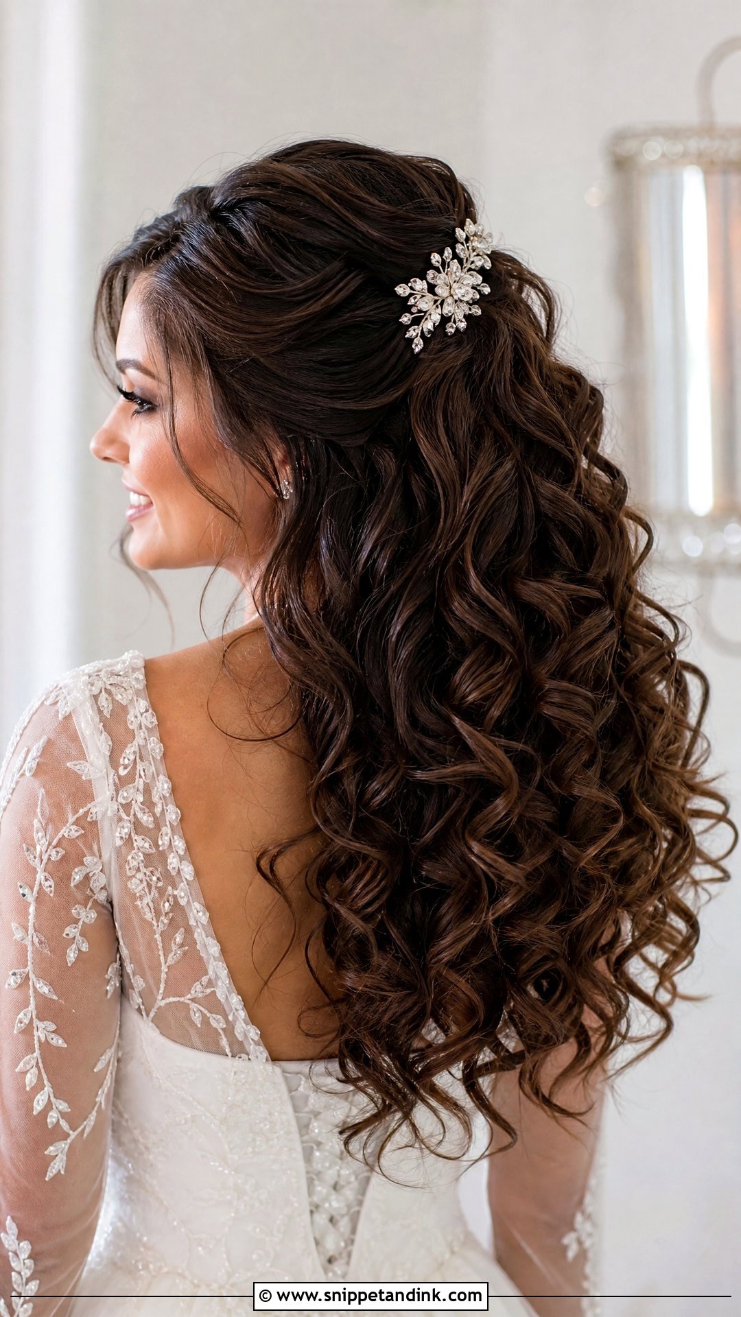 Half Up Curly Hairstyle With Volume - Snippet and Ink - 20 Half-Up Curly Wedding Hairstyles