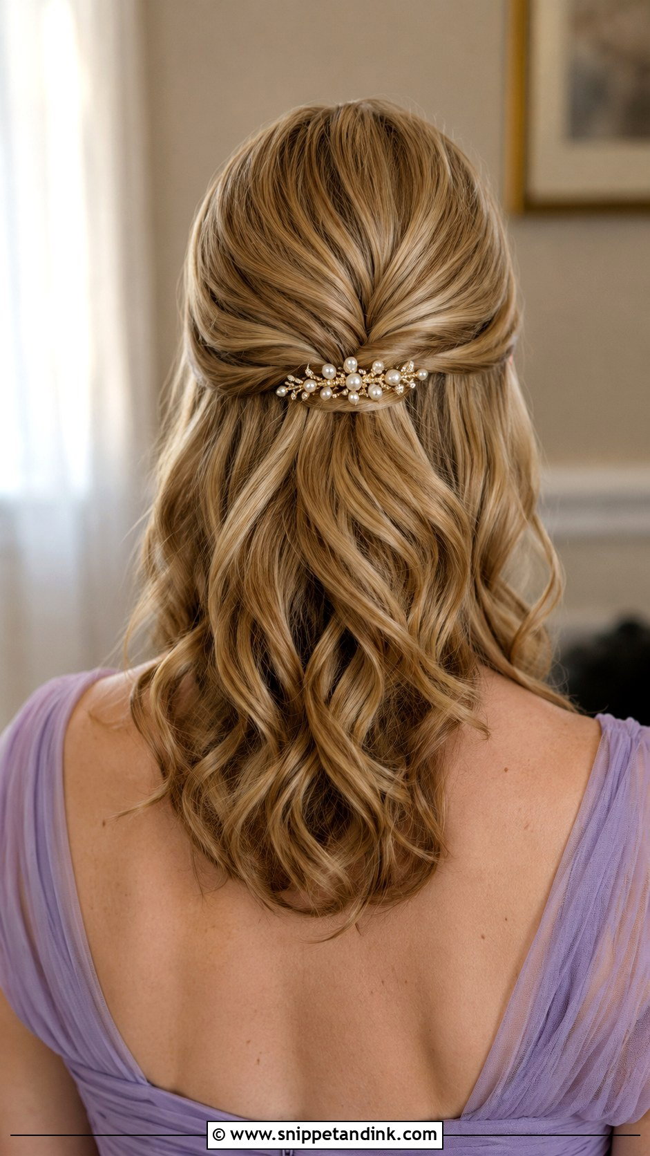 Half Up Curly Wedding Hair For Mom - Snippet and Ink - 15 Mom Half-Up Half-Down Wedding Hairstyles