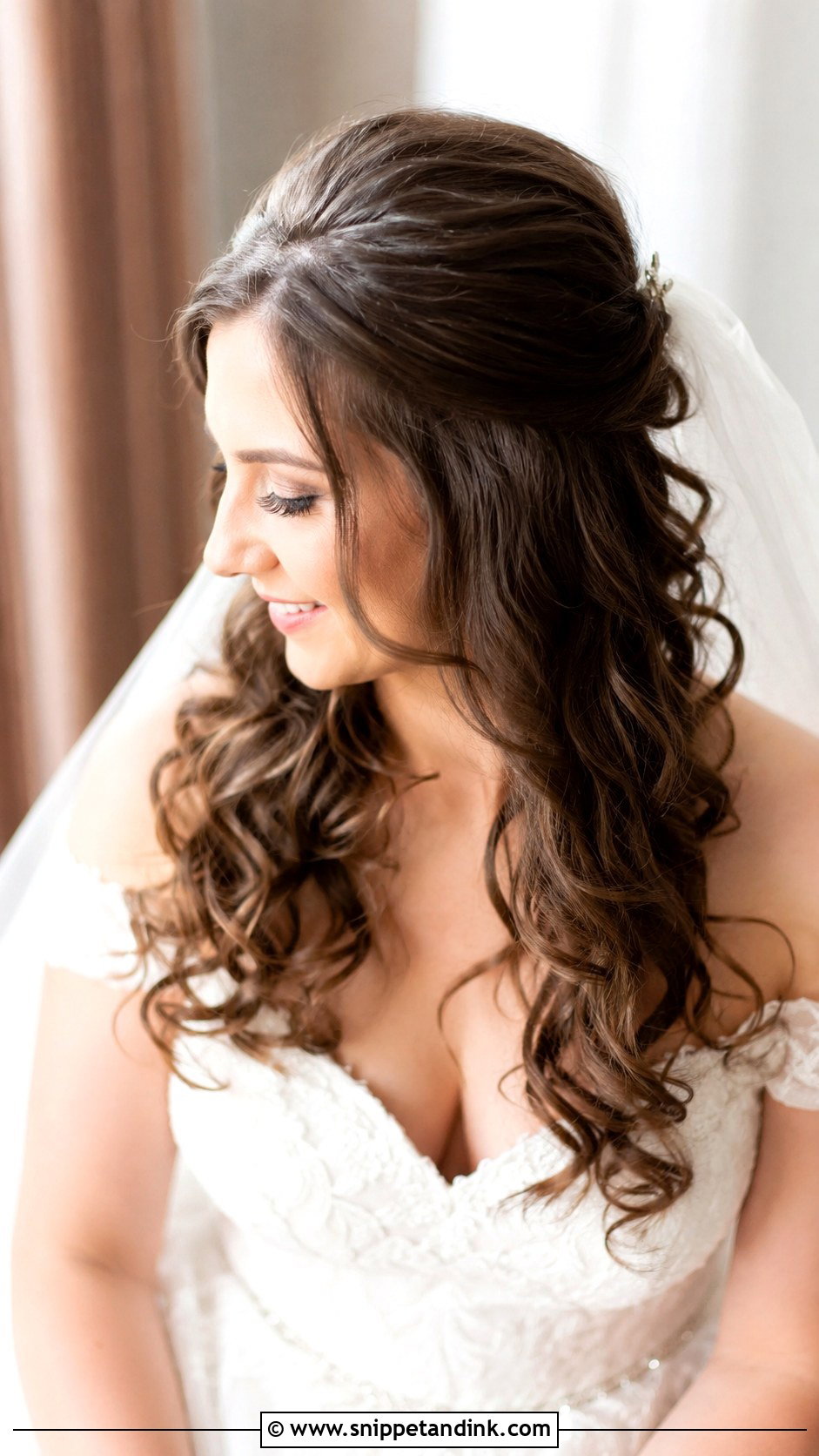 Half Up Curly Wedding Updo - Snippet and Ink - 30 Curly Hair Updo Wedding Ideas