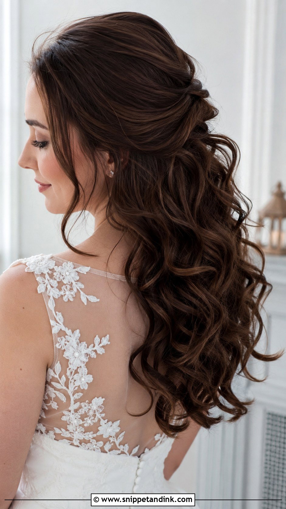 Half Up Demi Chignon With Loose Curls - Snippet and Ink - 20 Kate Middleton Wedding Hair Ideas