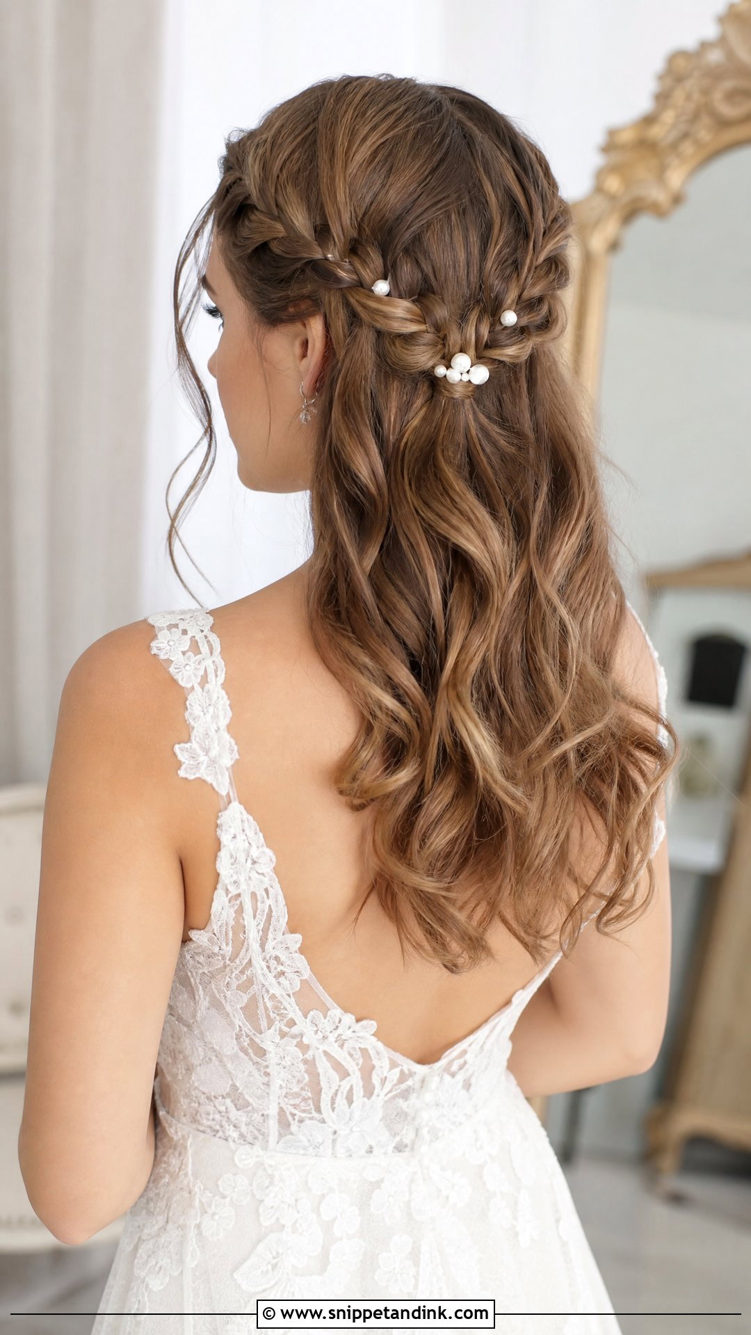 Half Up Double Braid Wedding Hairstyle - Snippet and Ink - 20 Half-Up Braided Wedding Hairstyles
