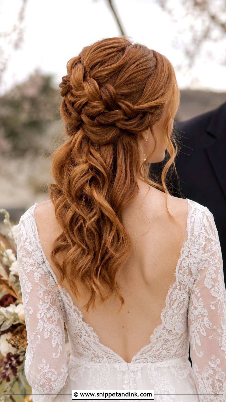 Half Up Dutch Braid Wedding Hair - Snippet and Ink - 25 Boho Half-Up Half-Down Wedding Hair Ideas