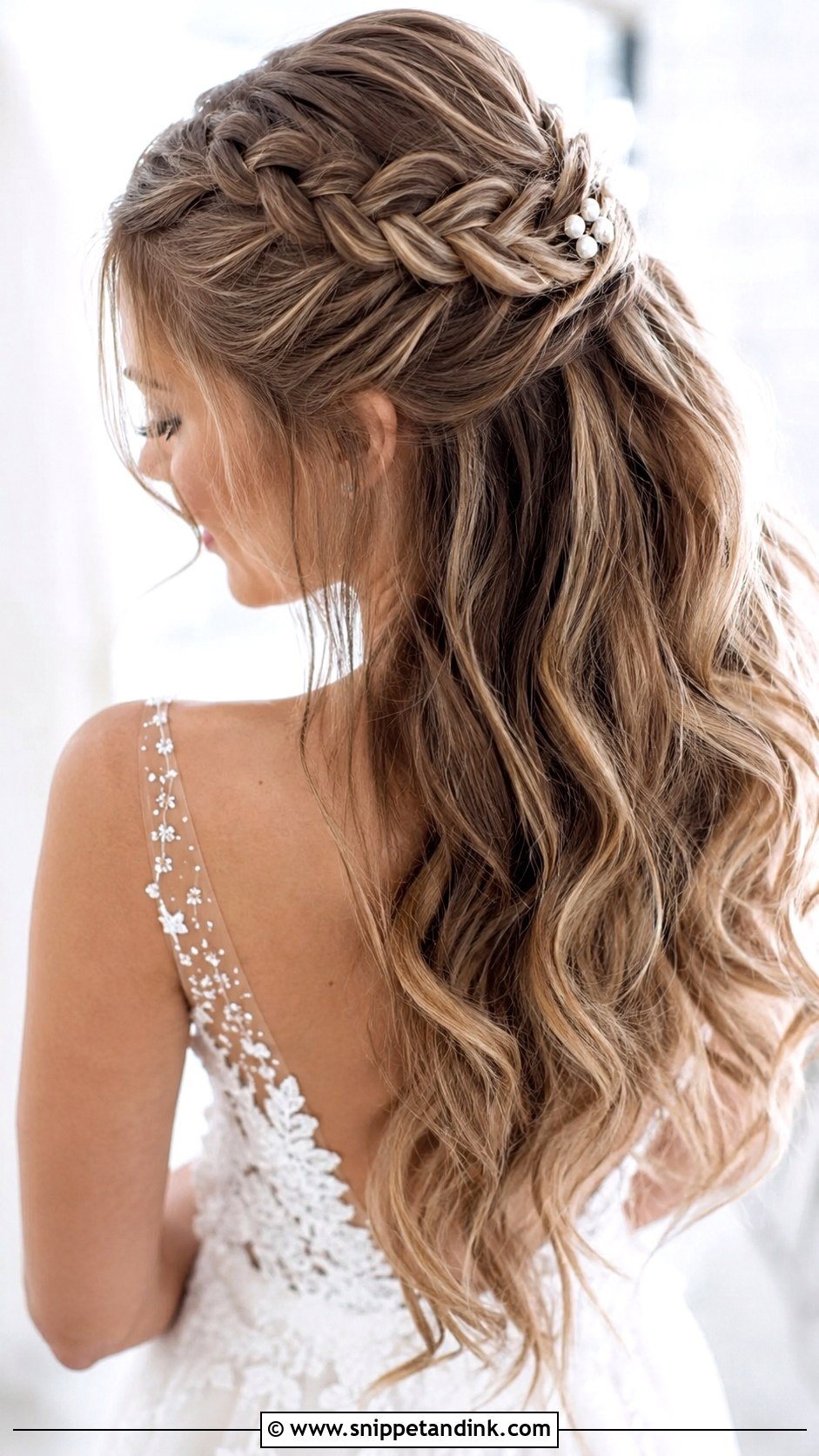 Half Up Dutch Braid Wedding Style - Snippet and Ink - 25 Elegant Half-Up Half-Down Wedding Hair Ideas