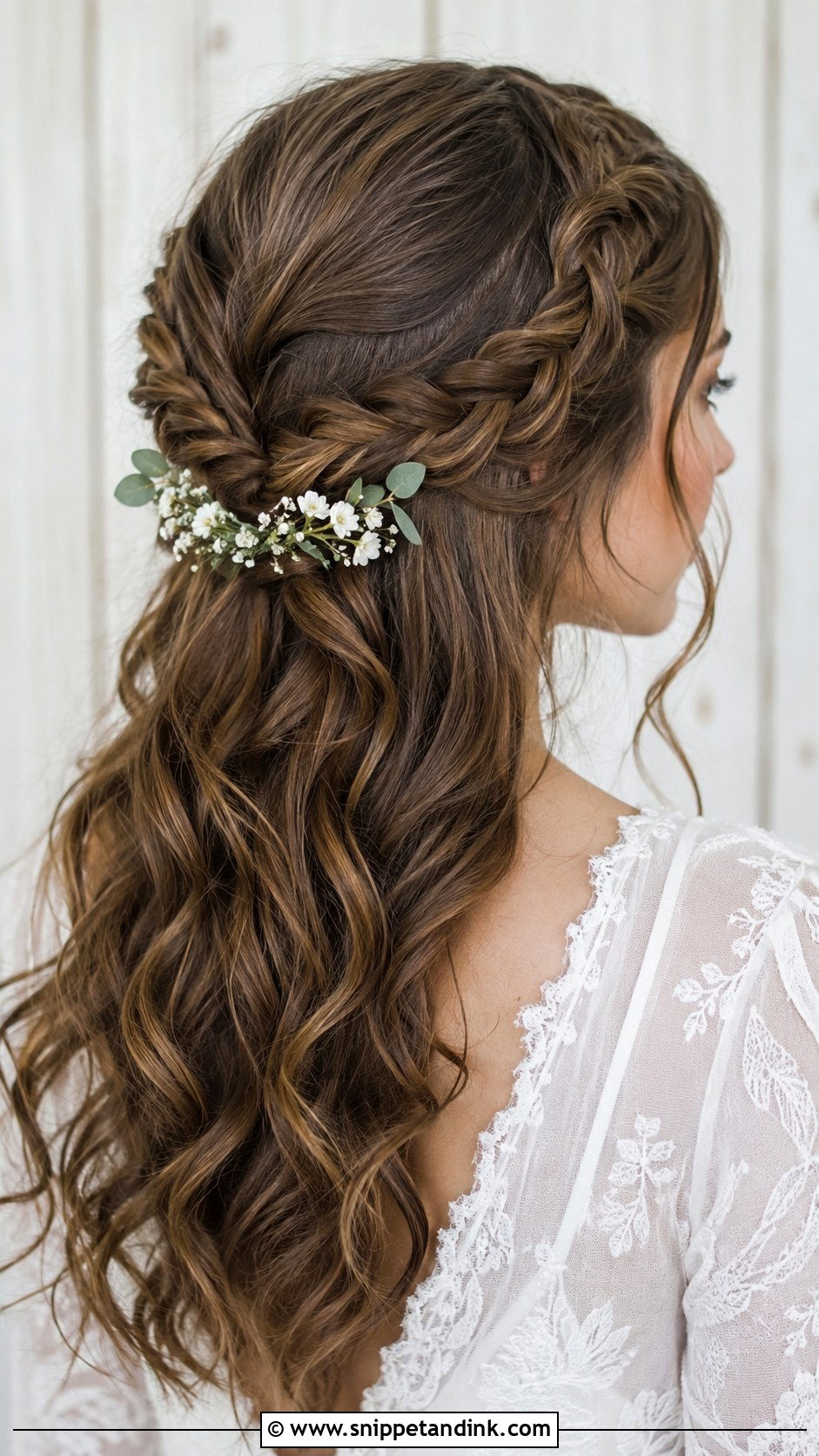 Half Up Dutch Braid for Dark Hair - Snippet and Ink - 20 Brunette Half-Up Bridal Hair Ideas