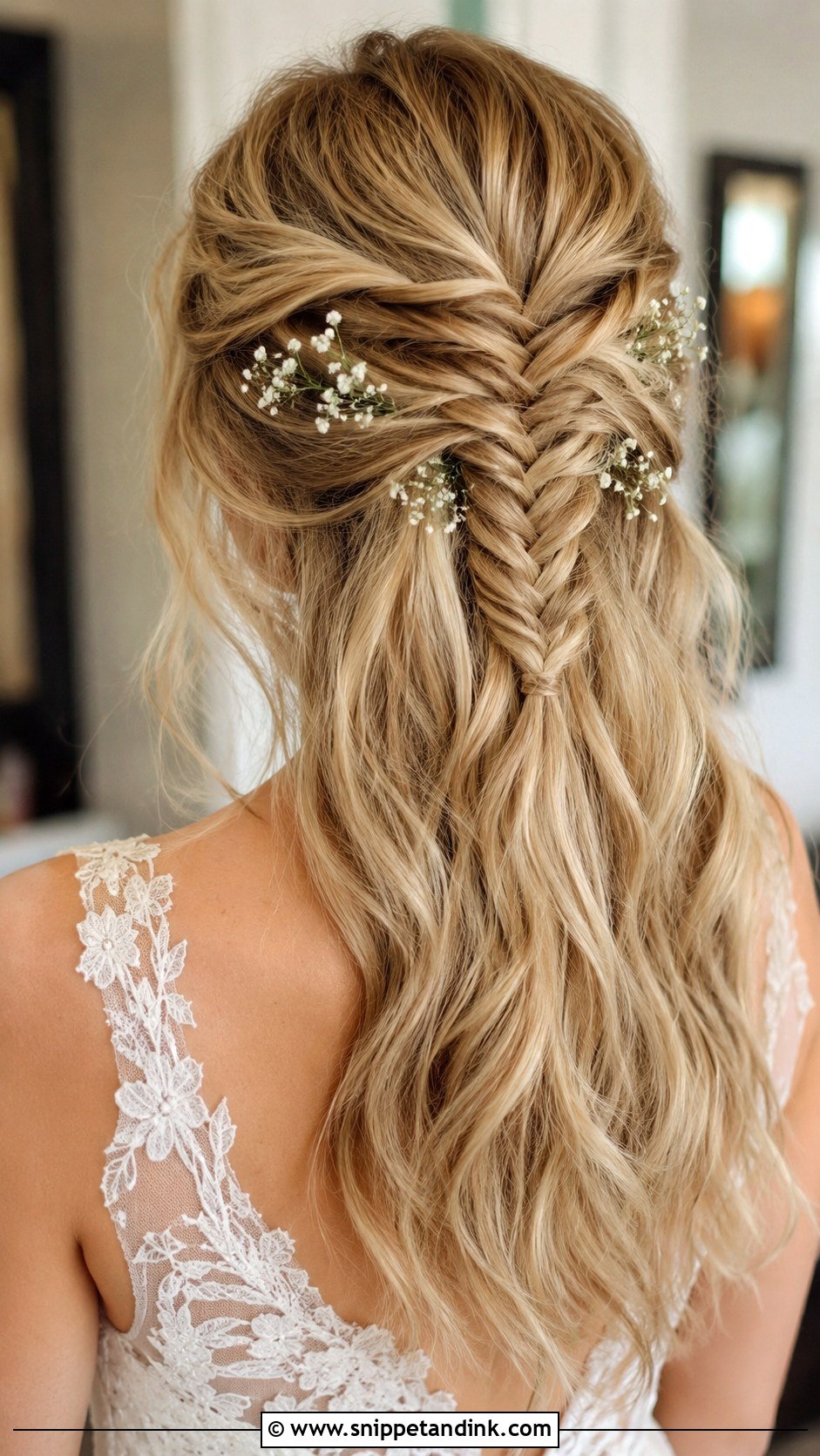 Half Up Fishtail Braid - Snippet and Ink - 20 Fishtail Wedding Hair Ideas