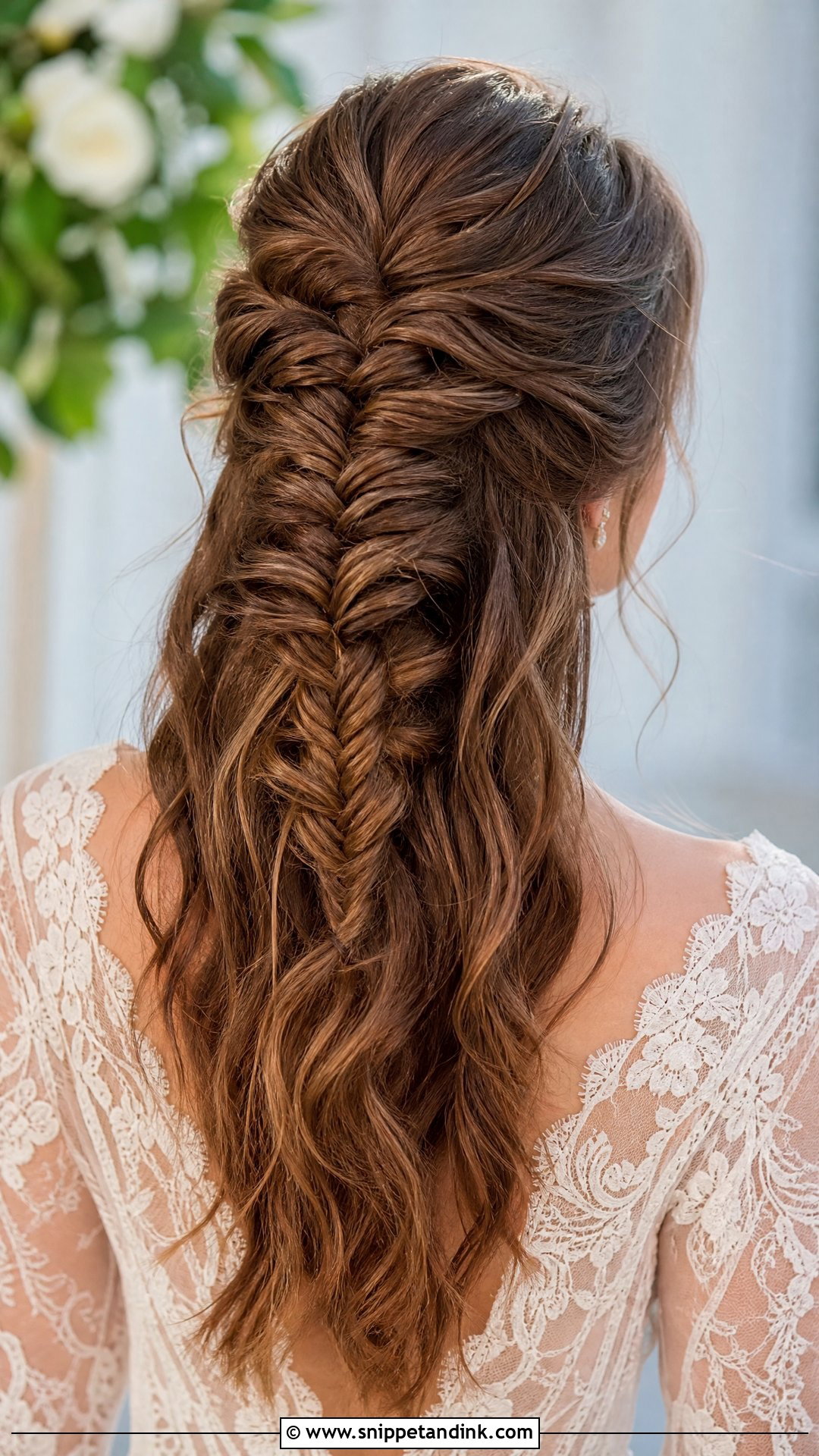 Half Up Fishtail Braid - Snippet and Ink - 25 Half-Up Half-Down Wedding Guest Hair Ideas