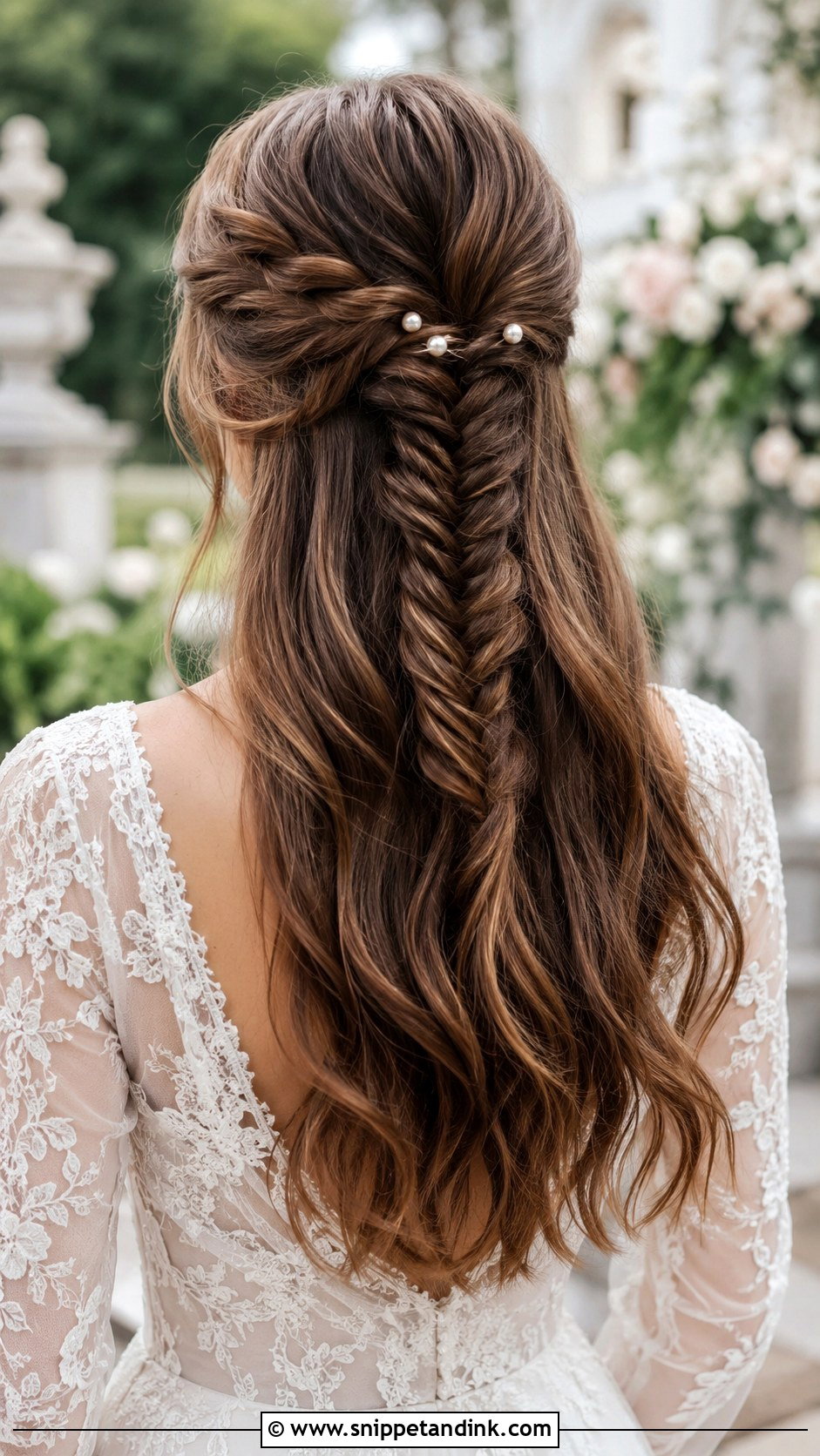 Half Up Fishtail Braid - Snippet and Ink - 25 Half-Up Wedding Guest Hairstyles