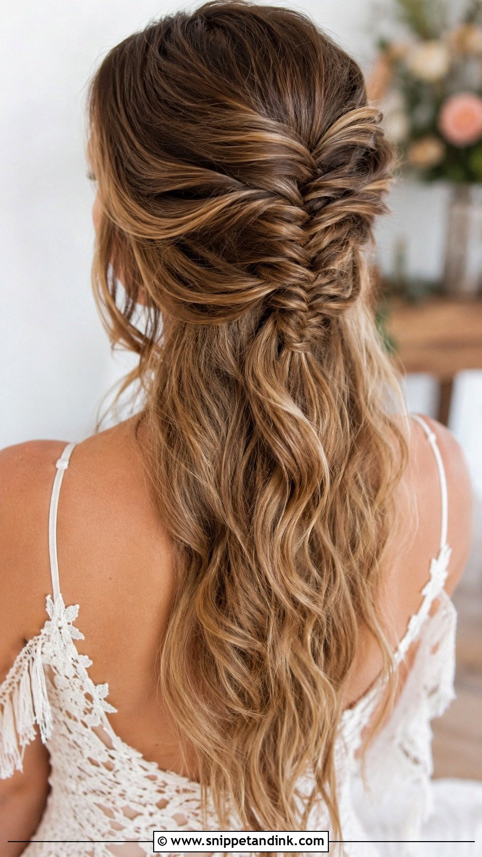 Half Up Fishtail Braid - Snippet and Ink - 30 Half Updo Wedding Hair Ideas