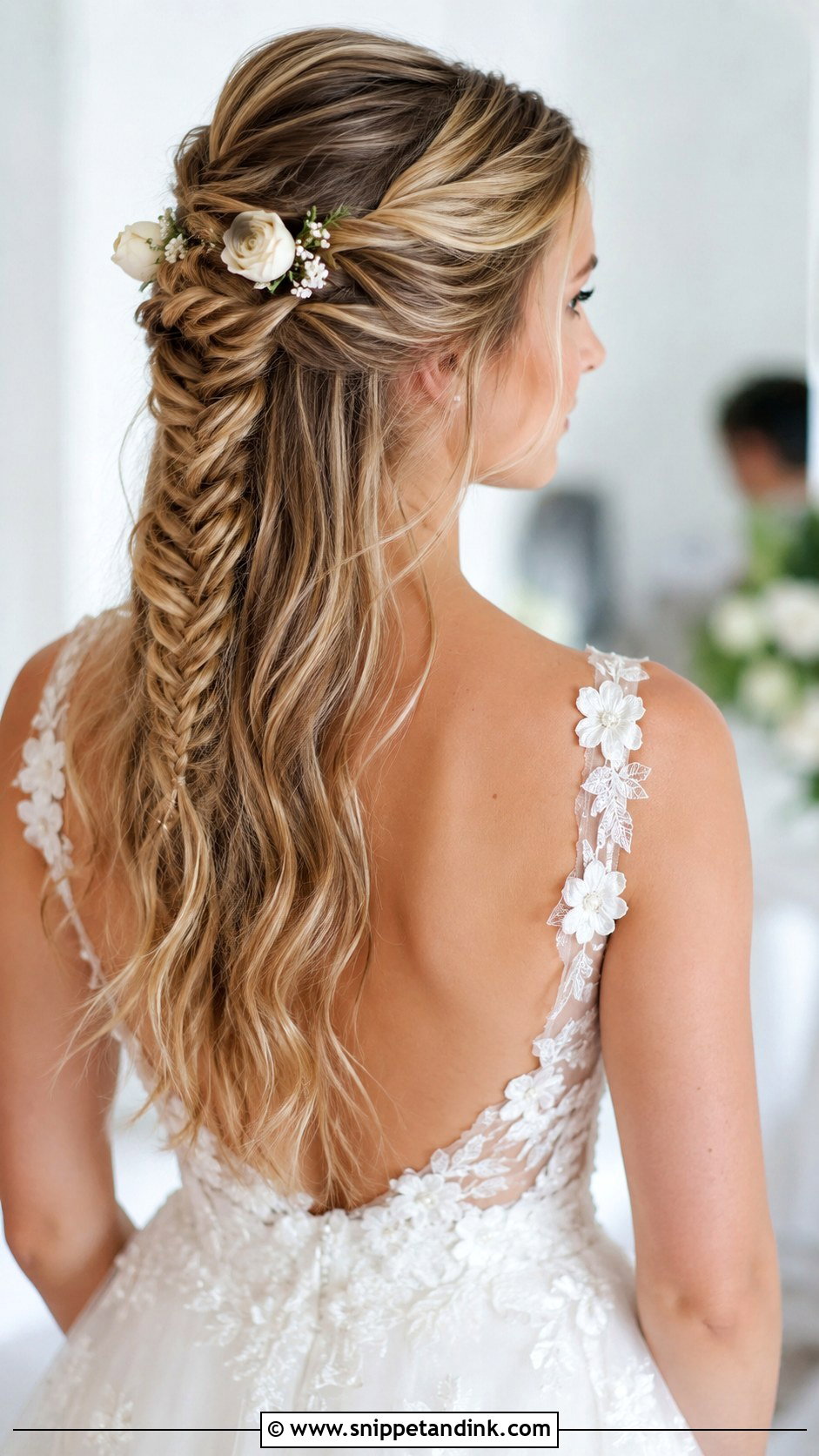 Half Up Fishtail Braid - Snippet and Ink - 30 Half-Up Half-Down Bride Hairstyles