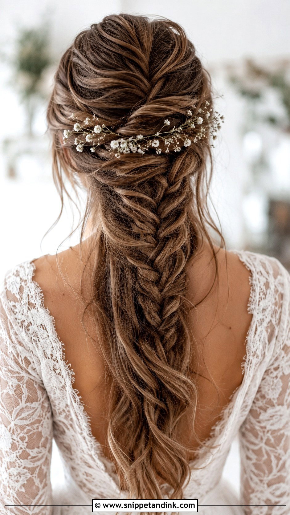 Half Up Fishtail Braid - Snippet and Ink - 30 Half-Up Wedding Hair Ideas