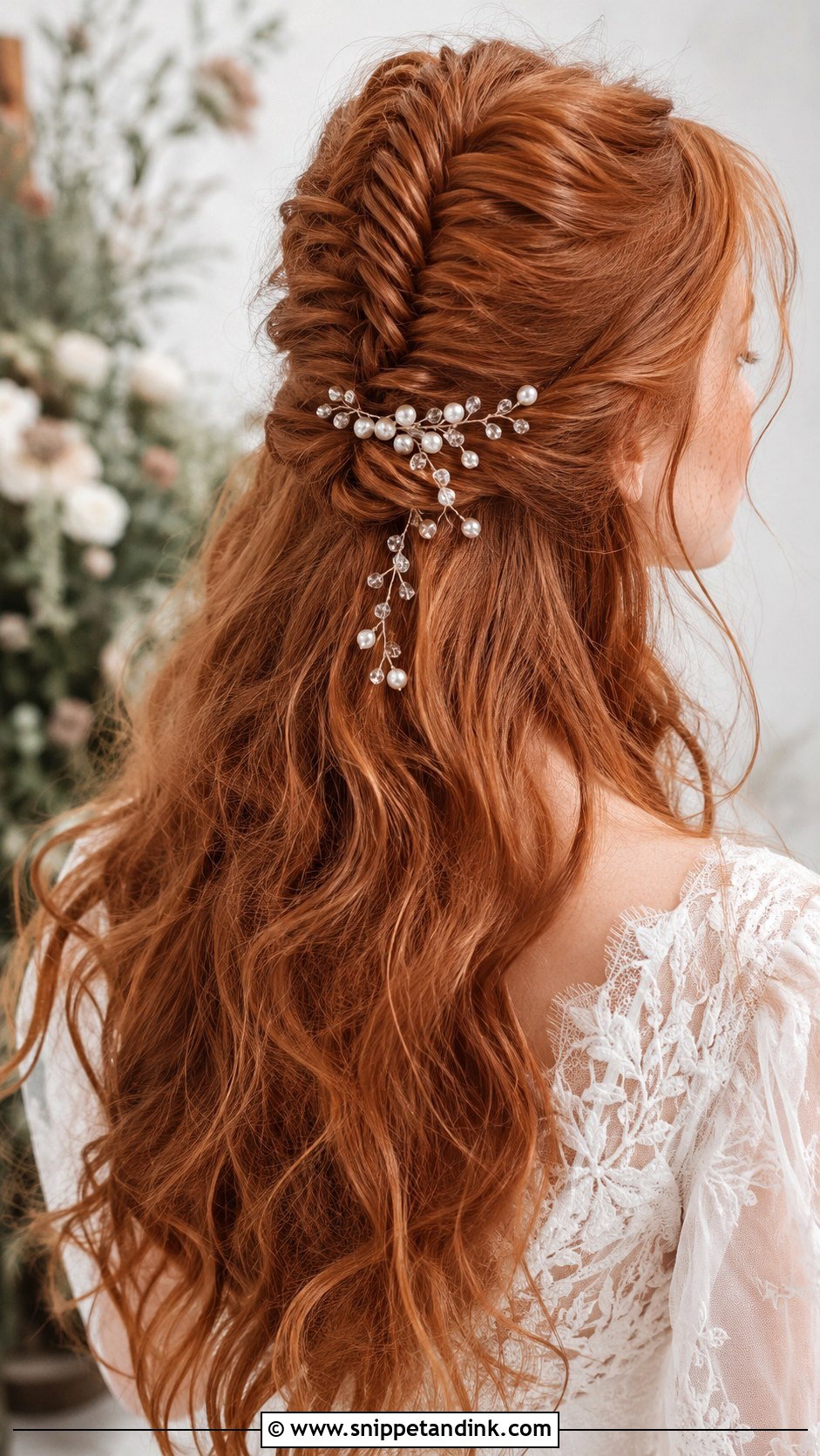 Half Up Fishtail Braid - Snippet and Ink - 35 Half-Up Bridal Hair Ideas