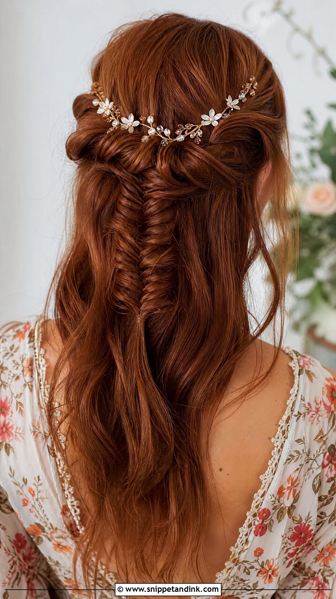 Half Up Fishtail Braid - Snippet and Ink - 20 Half-Up Hair Styles for Wedding Guest