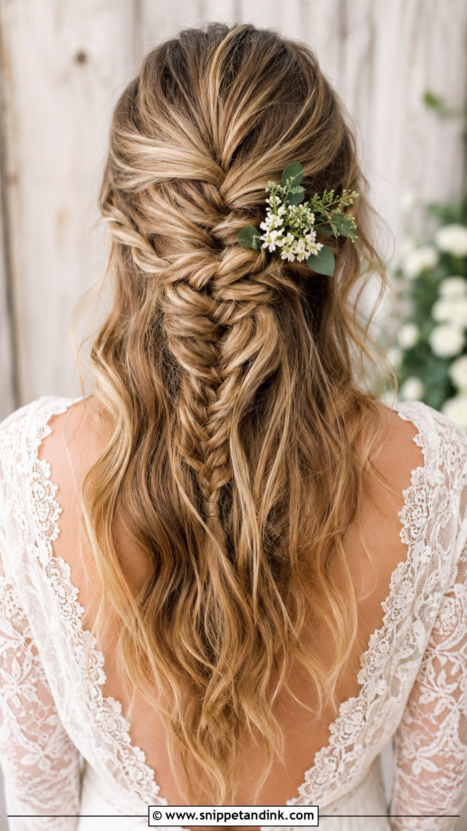 Half Up Fishtail Braid - Snippet and Ink - 20 Medium Half-Up Wedding Guest Hairstyles