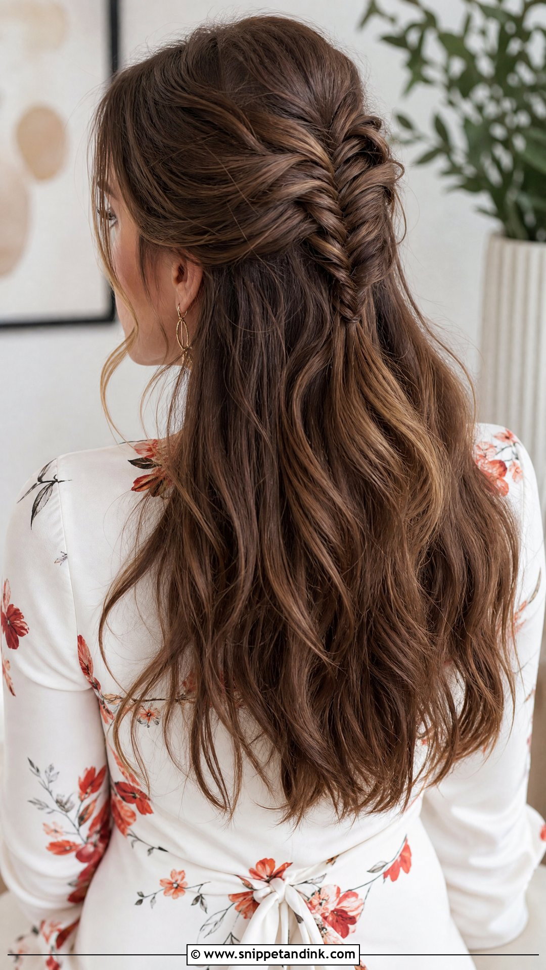 Half Up Fishtail Braid - Snippet and Ink - 20 Romantic Half-Up Half-Down Ideas
