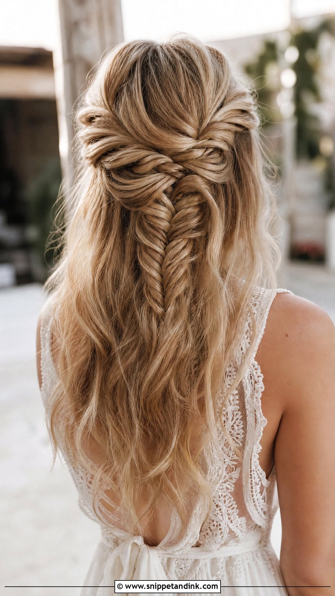 Half Up Fishtail Braid - Snippet and Ink - 20 Wedding Guest Hairstyles for Medium Hair