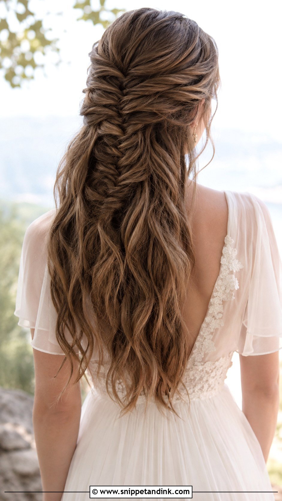 Half Up Fishtail Braid - Snippet and Ink - 20 Wedding Hair Down with Braid Ideas