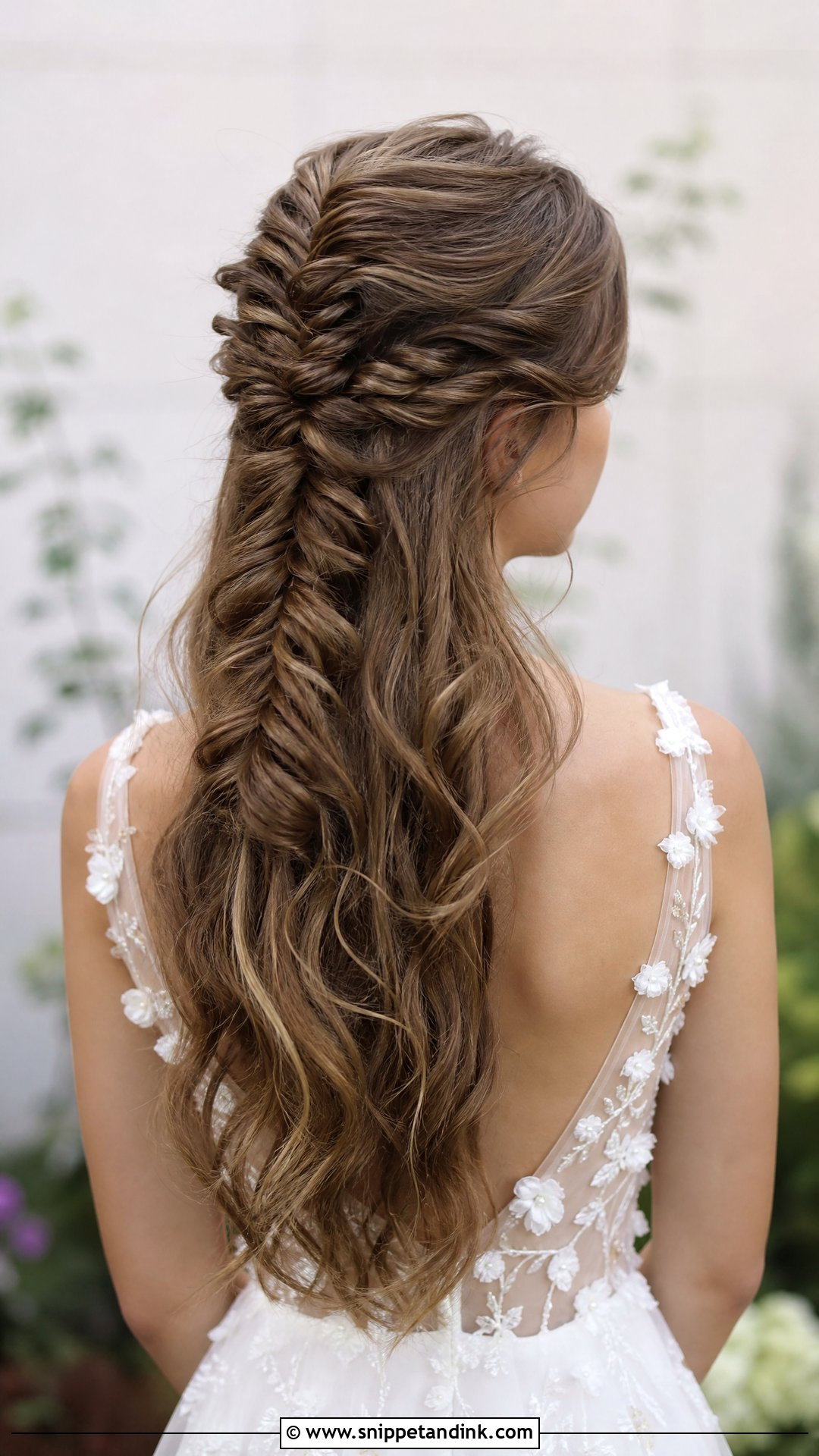 Half Up Fishtail Braid Bridal Style - Snippet and Ink - 20 Half-Up Bridal Hairstyles