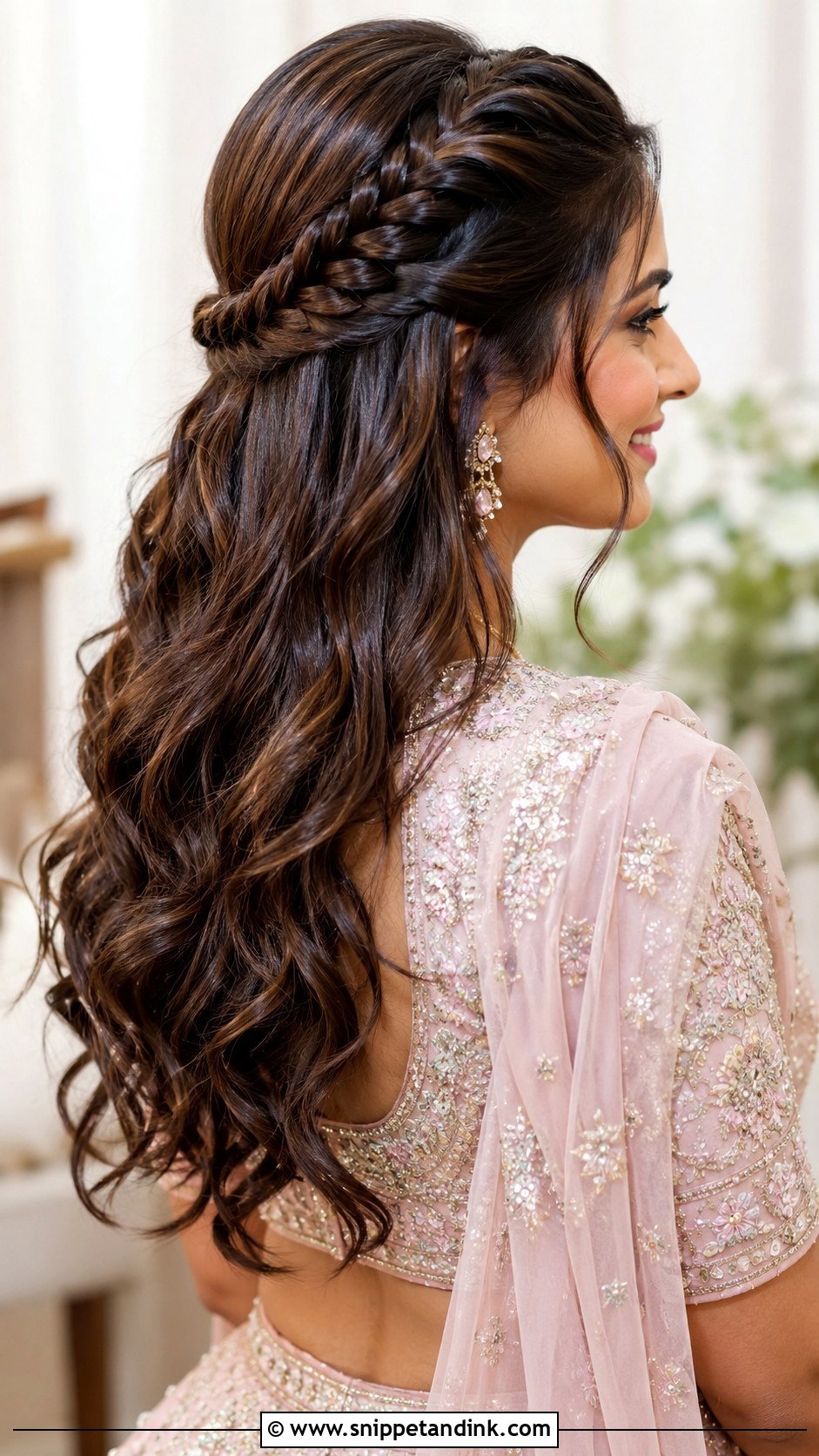 Half Up Fishtail Braid For Indian Wedding - Snippet and Ink - 20 Indian Wedding Fish Braid Hairstyles