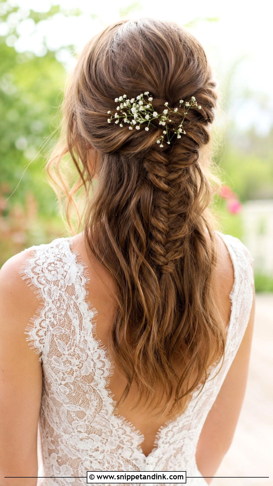 Half Up Fishtail Braid Hairstyle - Snippet and Ink - 25 Half-Up Wedding Hairstyles for Long Hair