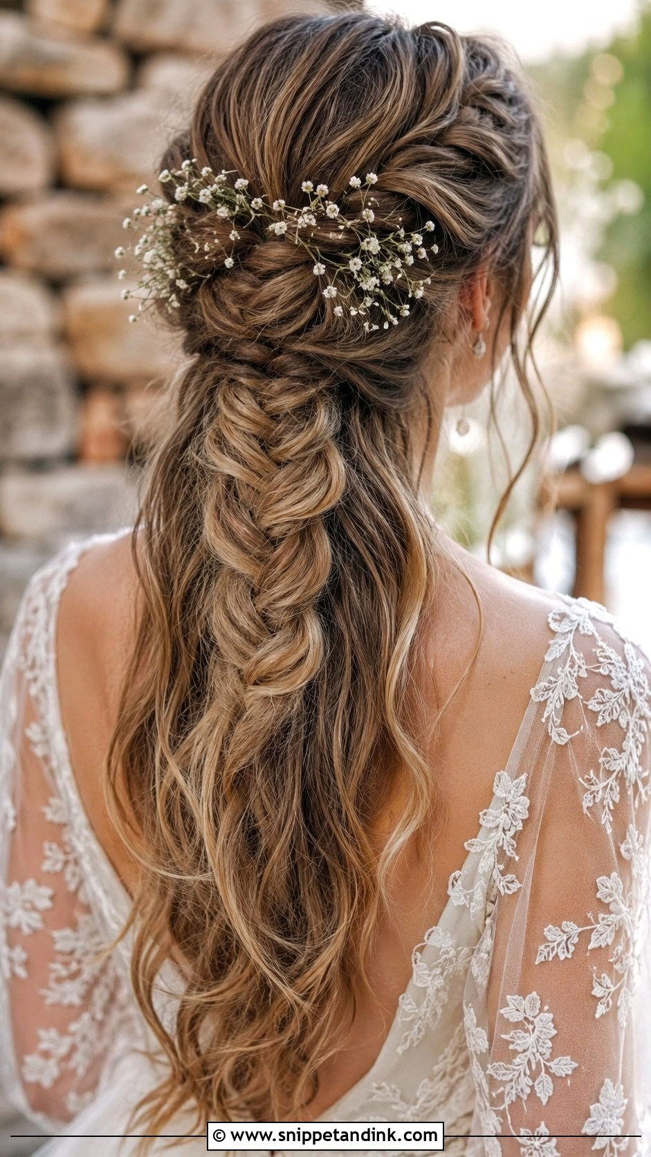 Half Up Fishtail Braid Wedding Hair - Snippet and Ink - 25 Boho Half-Up Half-Down Wedding Hair Ideas