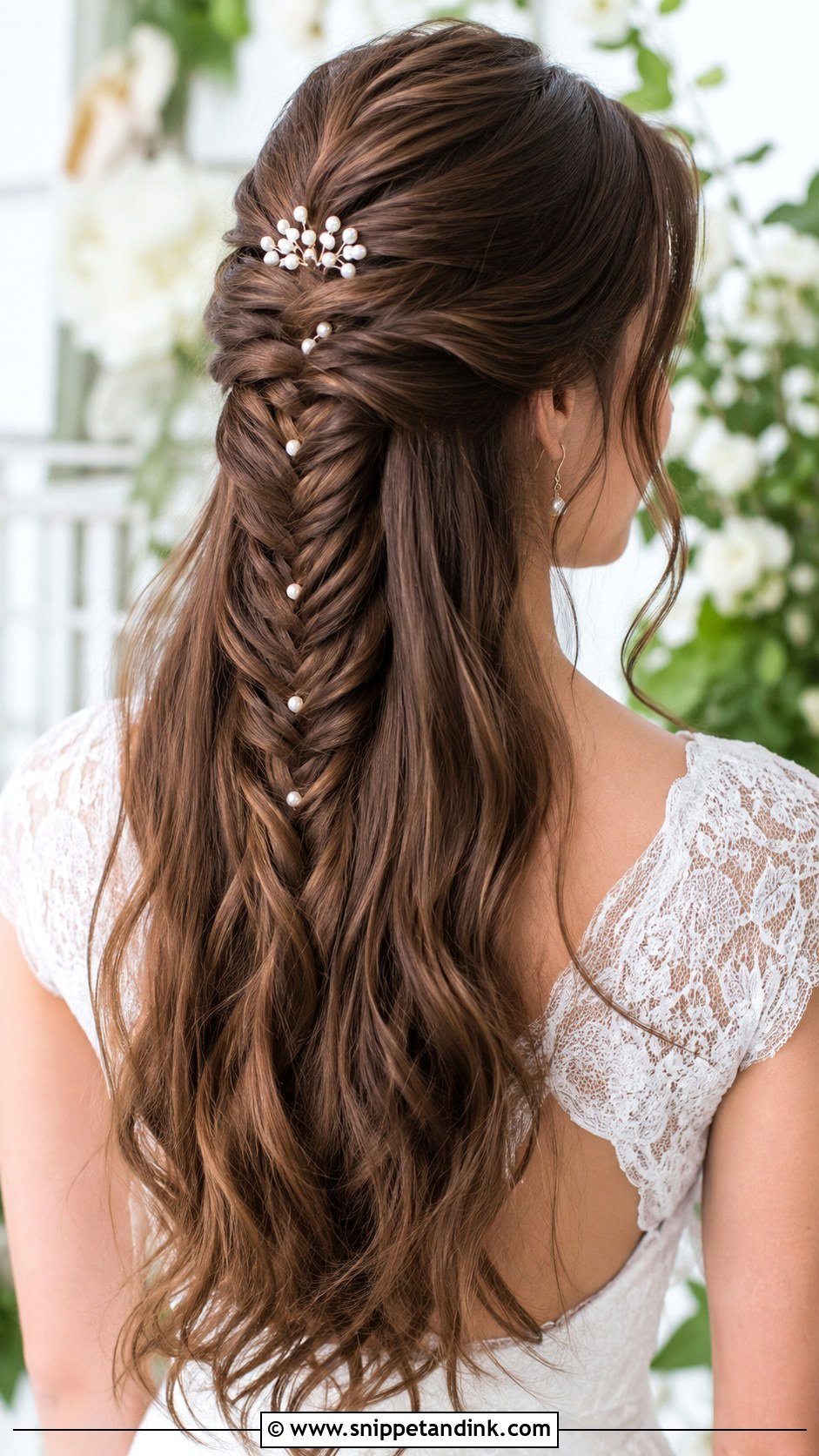 Half Up Fishtail Braid Wedding Hair - Snippet and Ink - 25 Sleek Half-Up Half-Down Wedding Hair Ideas