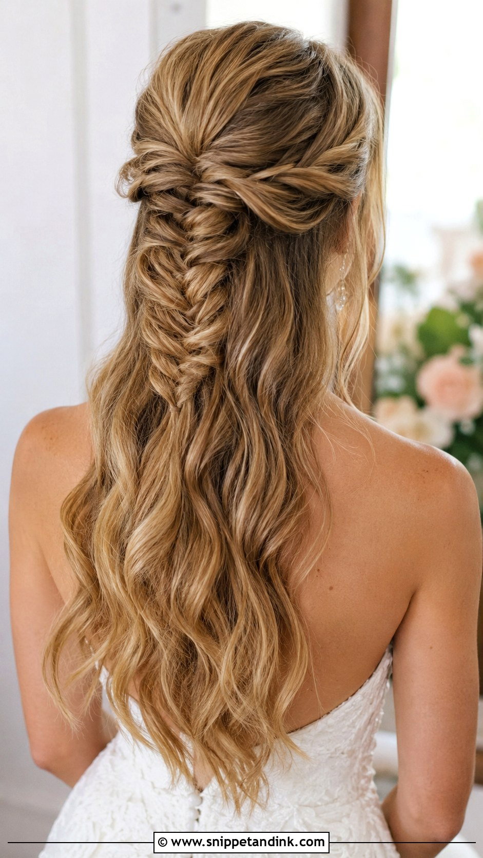 Half Up Fishtail Braid Wedding Hairstyle - Snippet and Ink - 25 Wedding Hairstyles with Braids