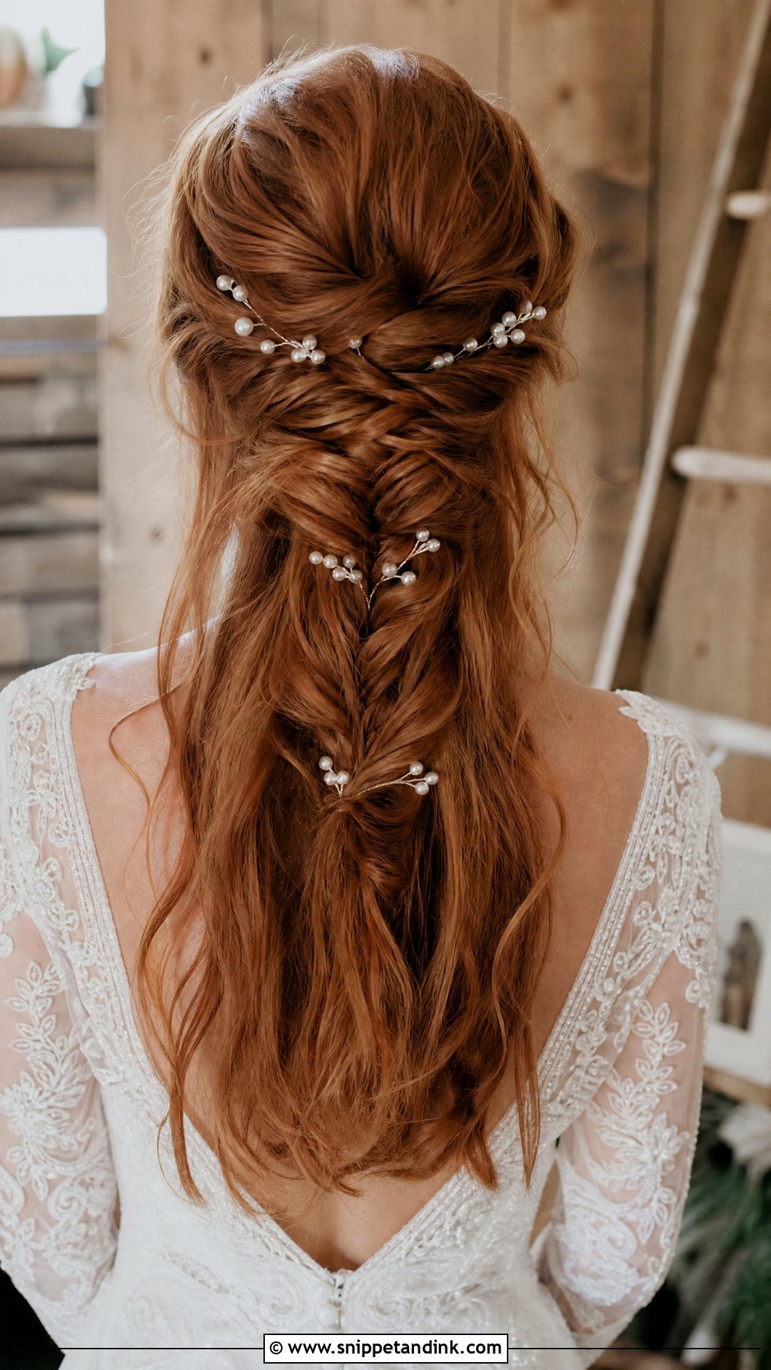 Half Up Fishtail Braid Wedding Hairstyle - Snippet and Ink - 20 Half-Up and Half-Down Wedding Hairstyles