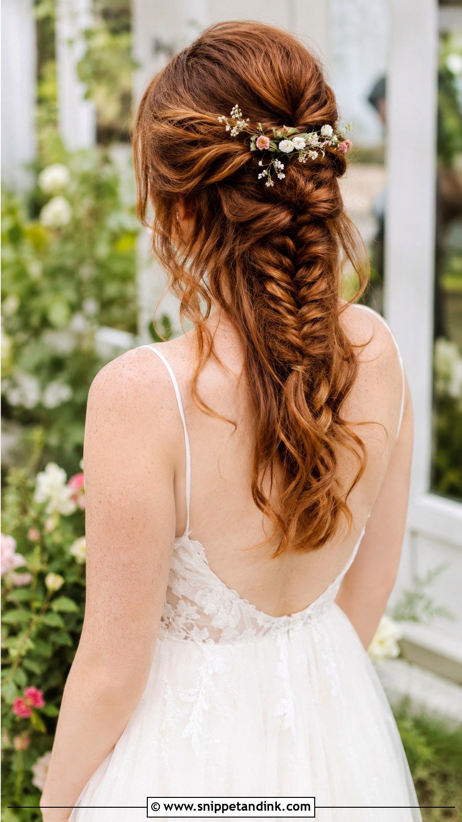 Half Up Fishtail Braid for Brides - Snippet and Ink - 20 Half-Up Wedding Hair for Bride Ideas