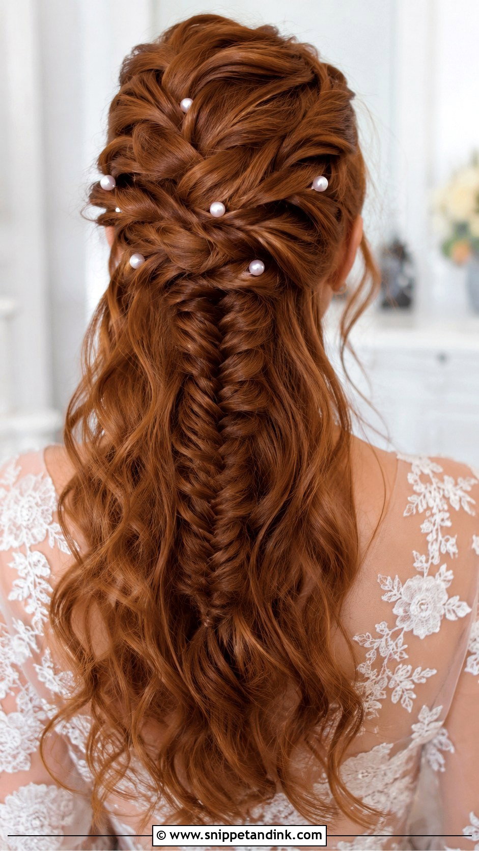 Half Up Fishtail Braid for Wedding - Snippet and Ink - 20 Half-Up Wedding Ideas