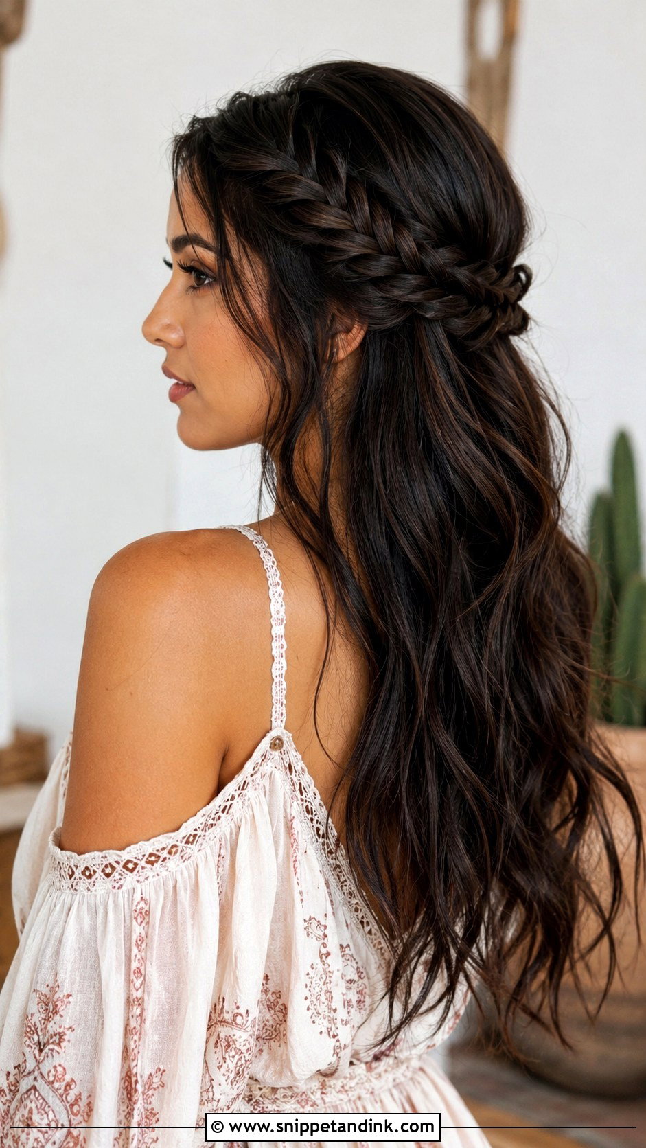 Half Up Fishtail - Snippet and Ink - 35 Wedding Guest Hair Ideas