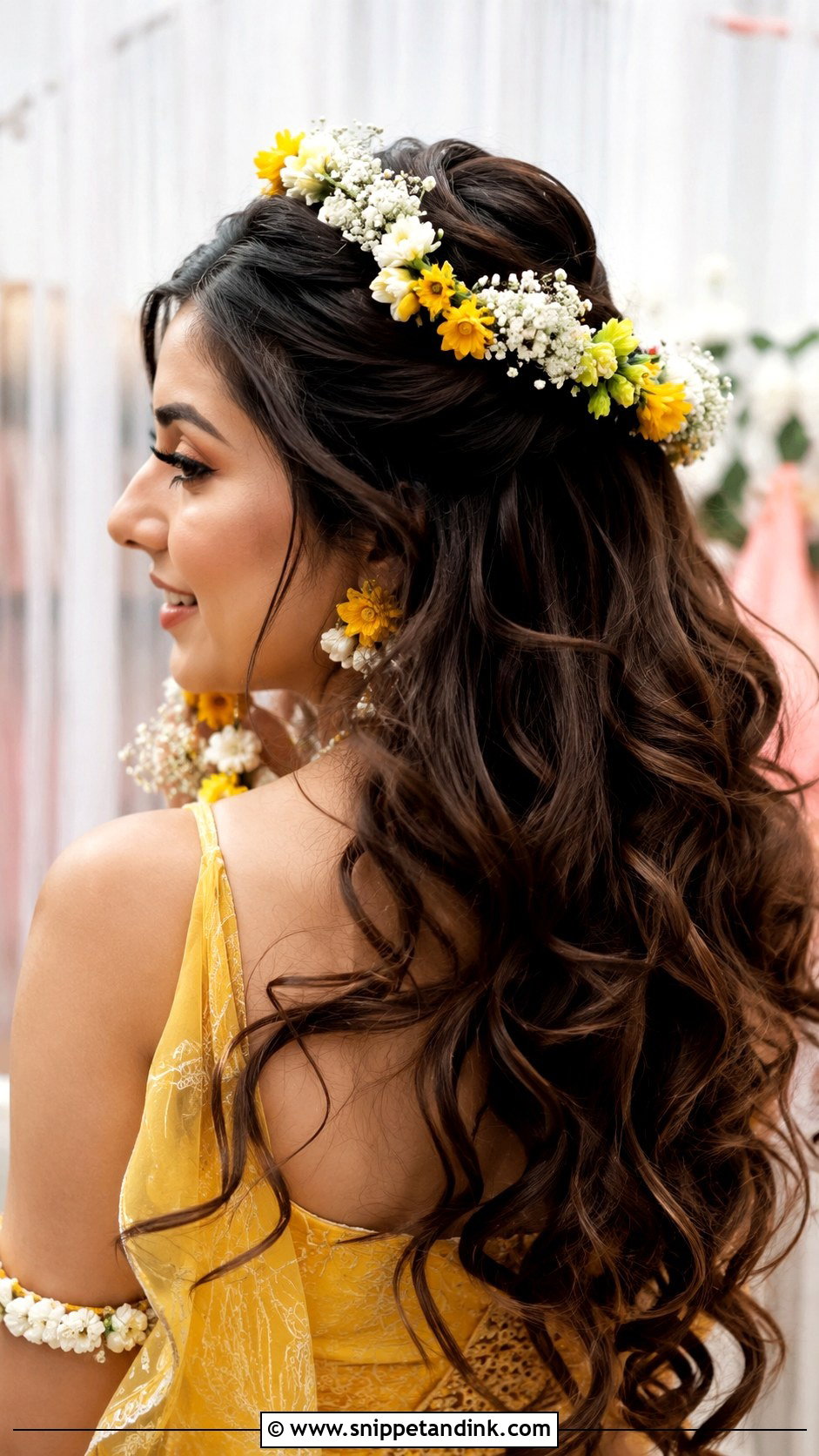 Half Up Floral Crown - Snippet and Ink - 25 Shaadi Hairstyles