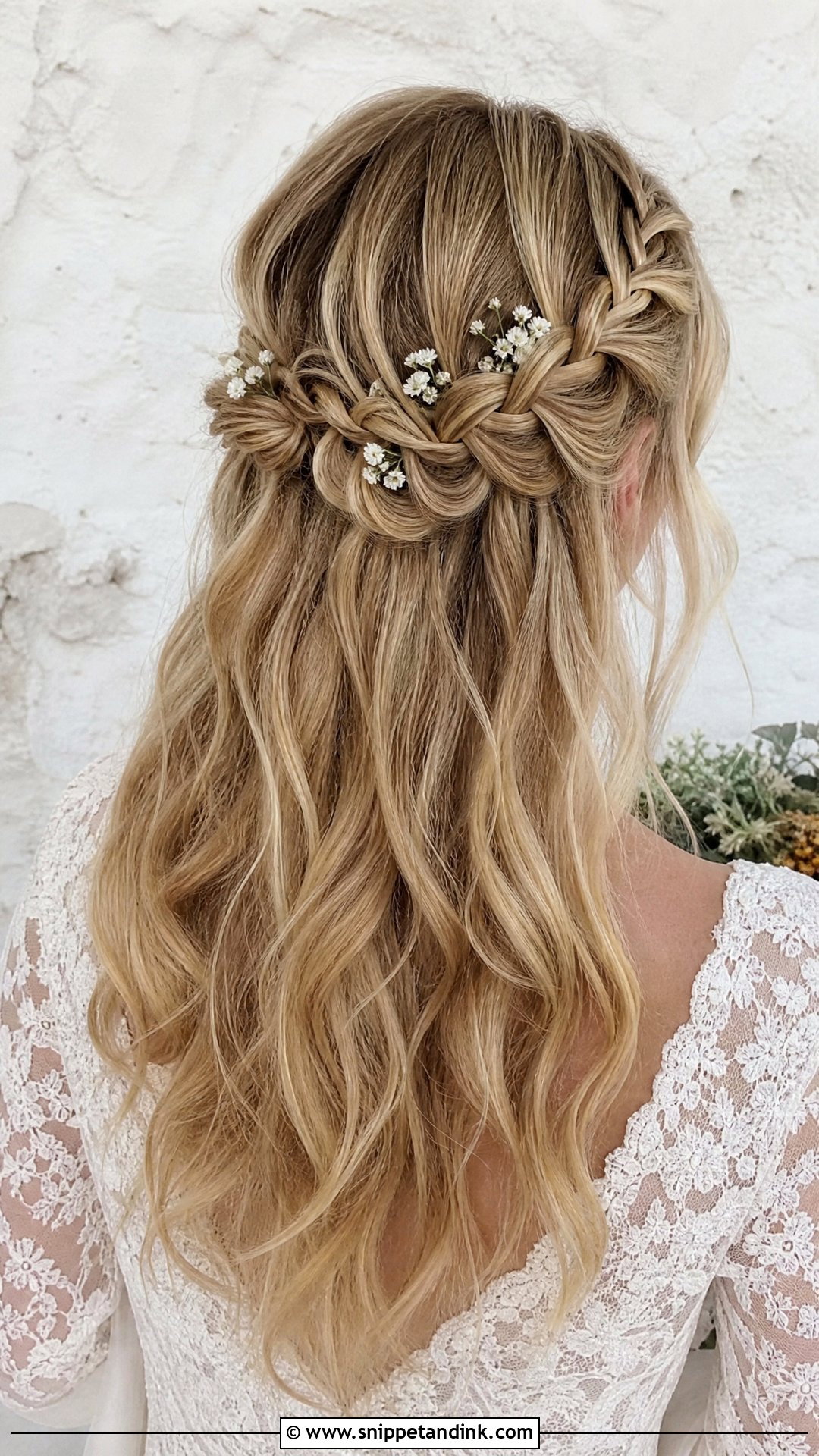 Half Up French Braid Wedding Hairstyle - Snippet and Ink - 20 Half-Up Wedding Hairstyle Ideas