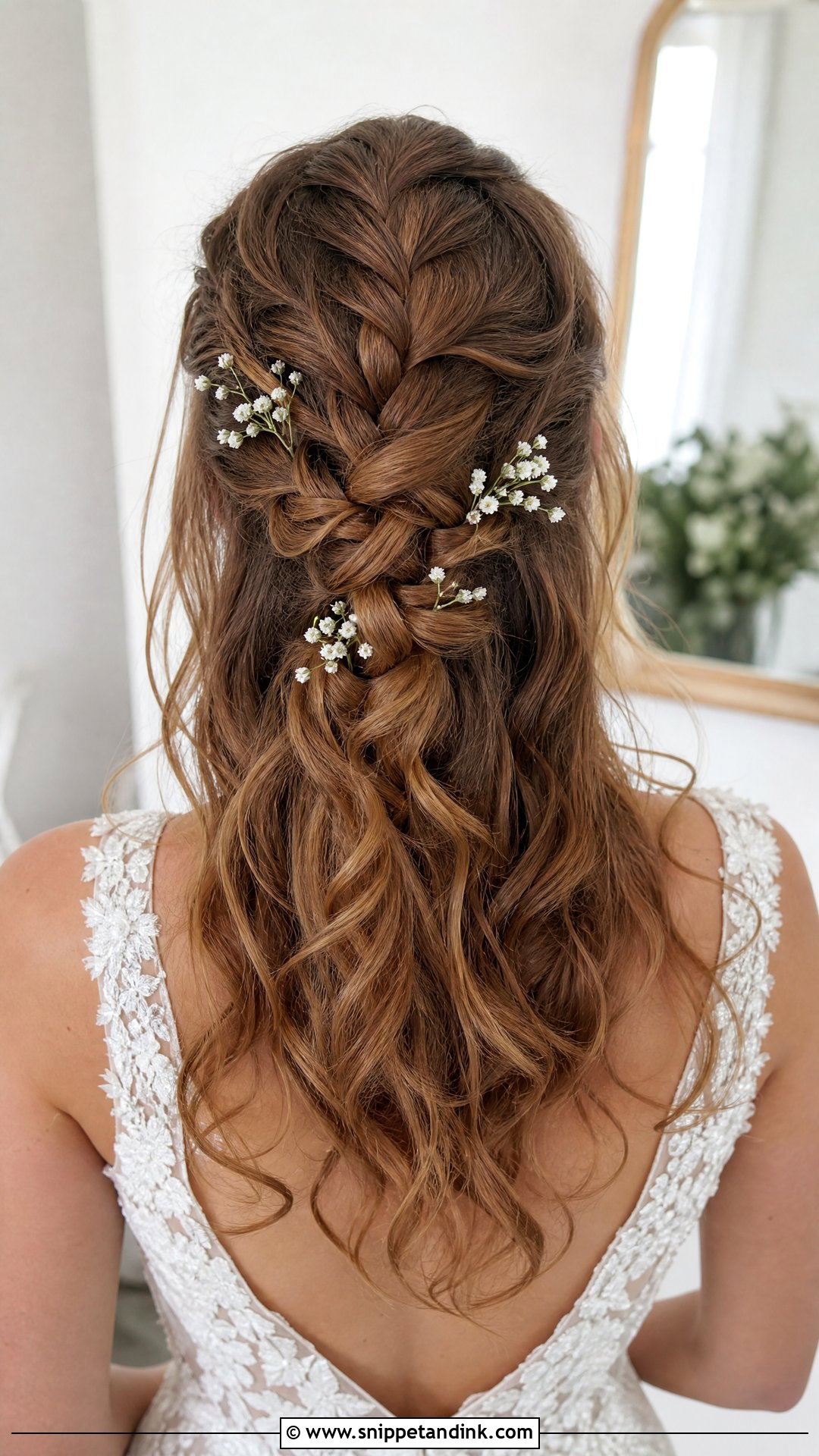 Half Up French Braid Wedding Hairstyle - Snippet and Ink - 20 Half-Up Braided Wedding Hairstyles