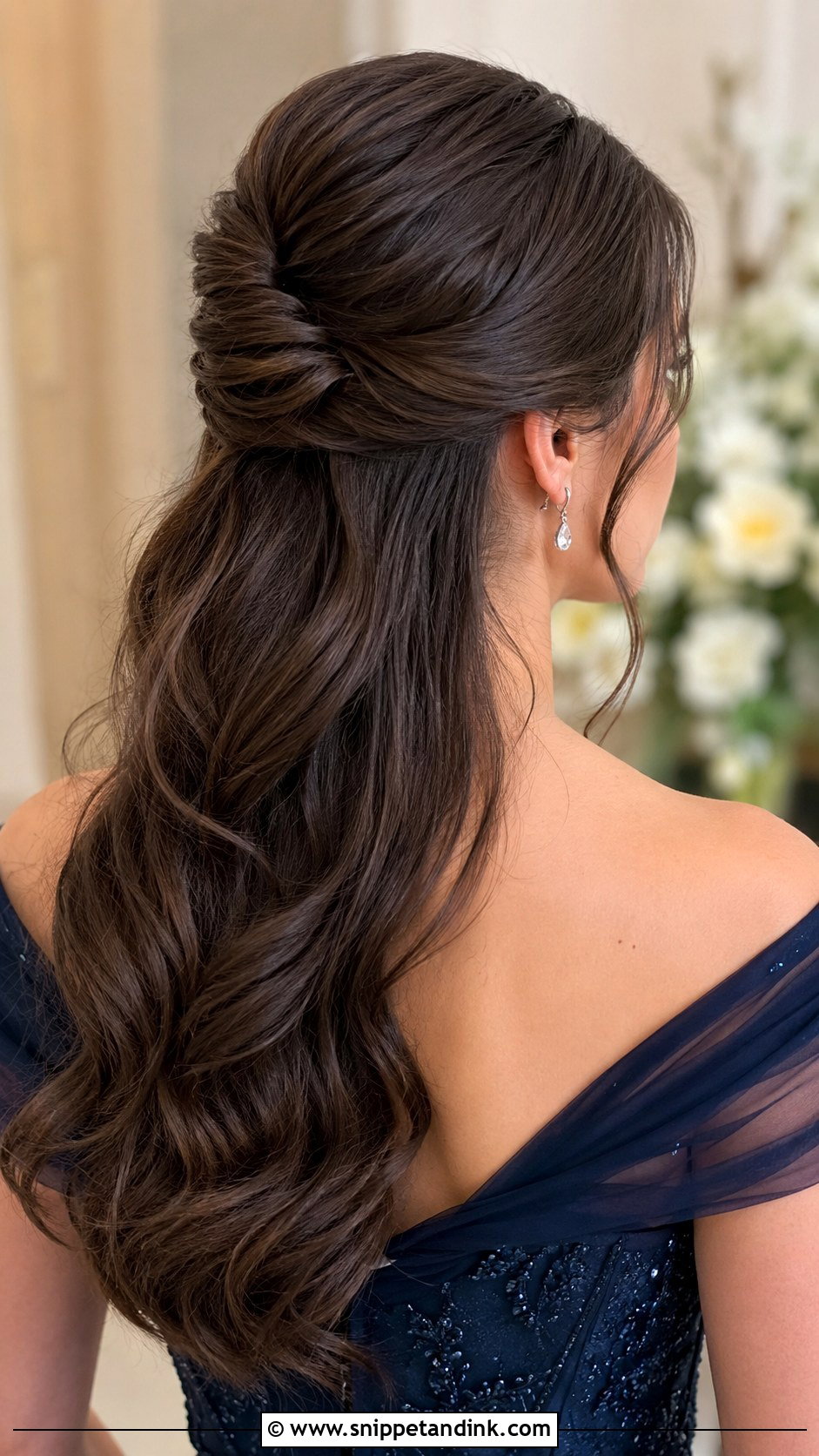 Half Up French Twist - Snippet and Ink - 25 Half-Up Wedding Guest Hairstyles