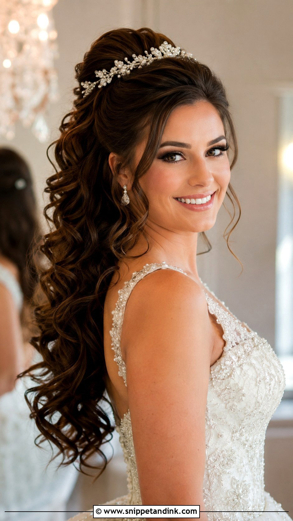 Half Up Glam Volume With Long Curls - Snippet and Ink - 25 Long Half-Up Half-Down Wedding Hair Ideas