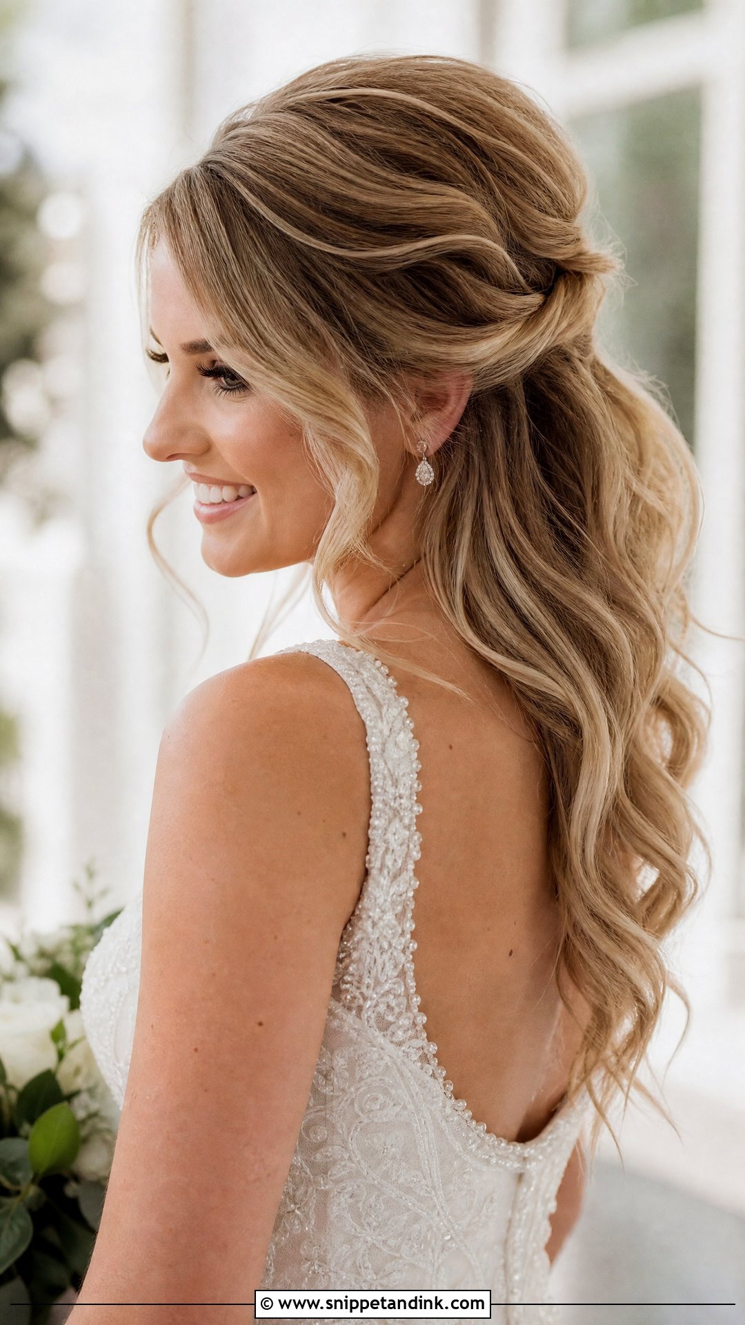 Half Up Glam Waves - Snippet and Ink - 30 Glam Waves Wedding Hair