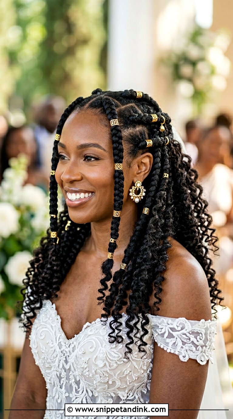 Half Up Goddess Braids With Curls - Snippet and Ink - 20 Black Half-Up Half-Down Wedding Hair Ideas