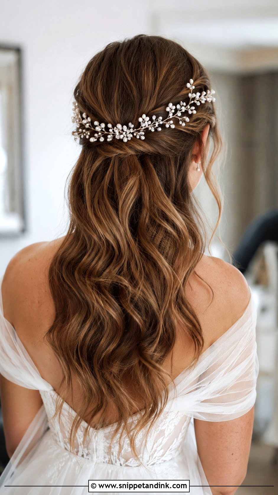 Half Up Hair Vine Wedding Hair - Snippet and Ink - 25 Romantic Half-Up Wedding Hair Ideas