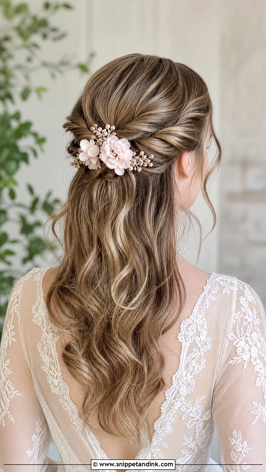 Half Up Hair With Flower Hair Pins - Snippet and Ink - 15 Flower Hair Pins Wedding Ideas