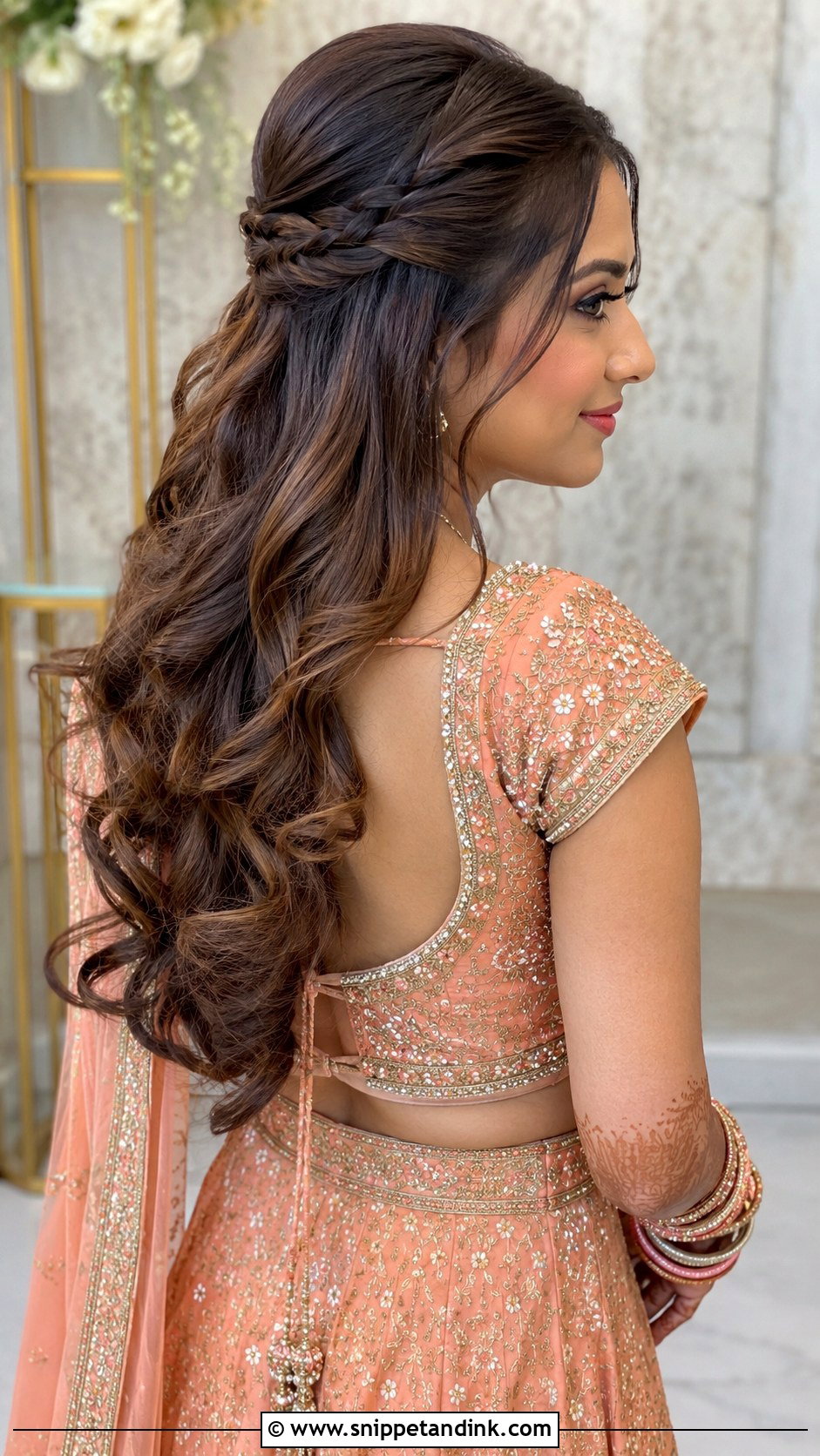 Half Up Hairstyle For Chaniya Choli Wedding - Snippet and Ink - 15 Hairstyle for Chaniya Choli Wedding Ideas