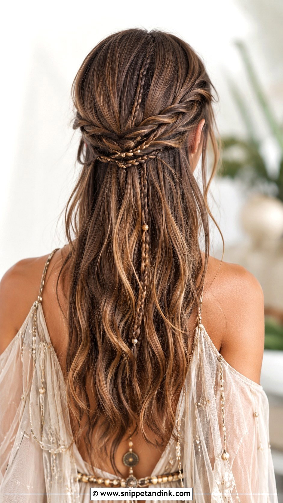 Half Up Hairstyle With Accent Braids - Snippet and Ink - 25 Elegant Half-Up Half-Down Wedding Hair Ideas