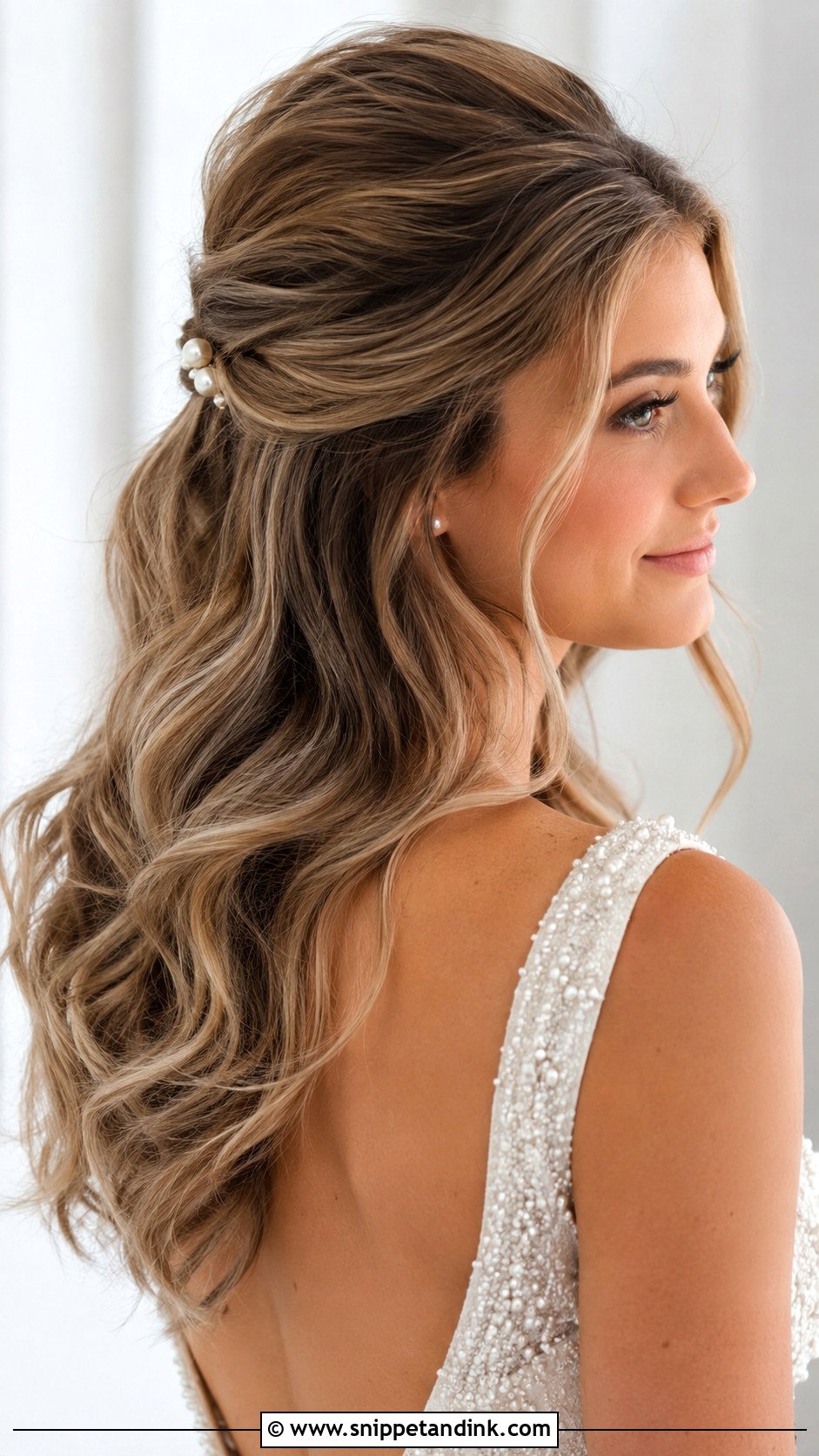 Half Up Hairstyle With Bouffant Volume - Snippet and Ink - 25 Elegant Half-Up Half-Down Wedding Hair Ideas