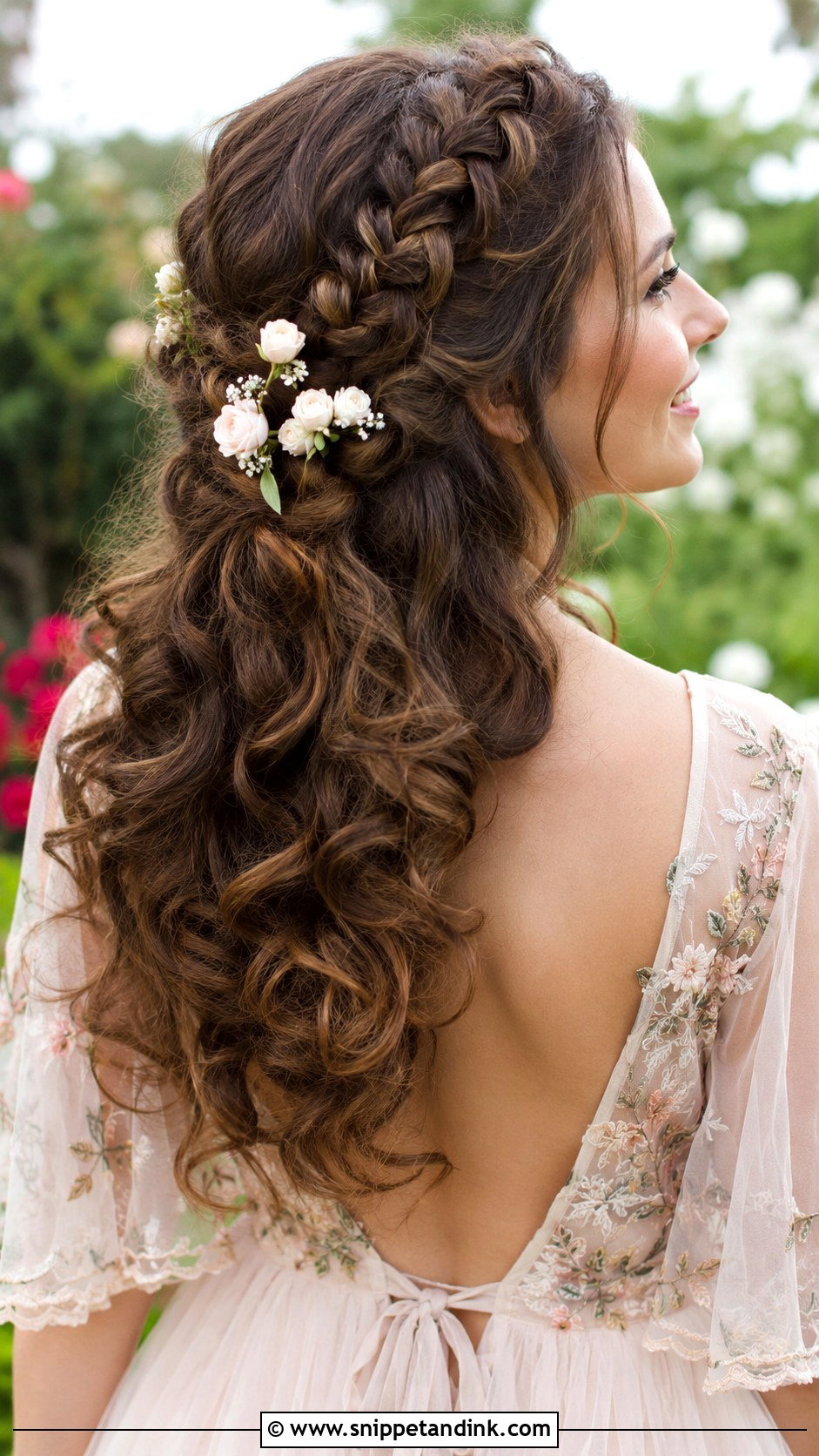 Half Up Hairstyle With Crown Braid and Curls - Snippet and Ink - 25 Half-Up Maid of Honor Hairstyles
