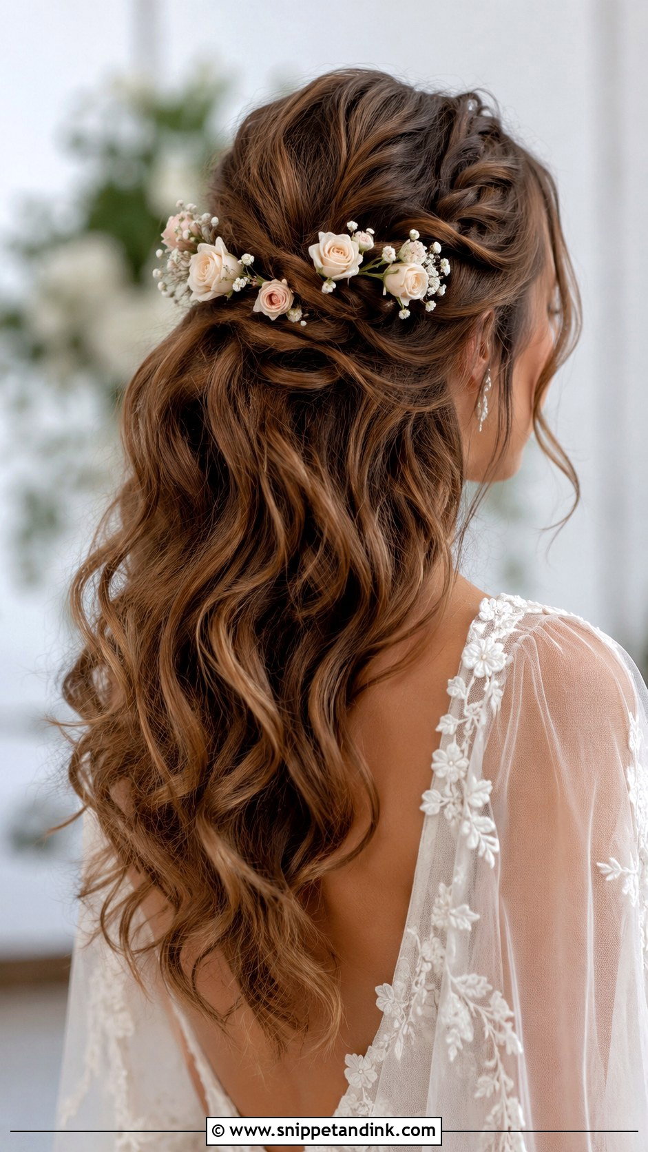 Half Up Hairstyle With Flowers - Snippet and Ink - 20 Half Hair Up Hairstyles for Wedding