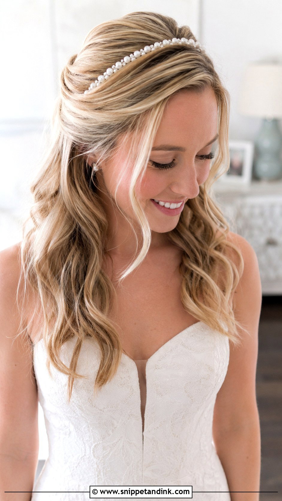 Half Up Hairstyle With Headband - Snippet and Ink - 25 Half-Up Maid of Honor Hairstyles