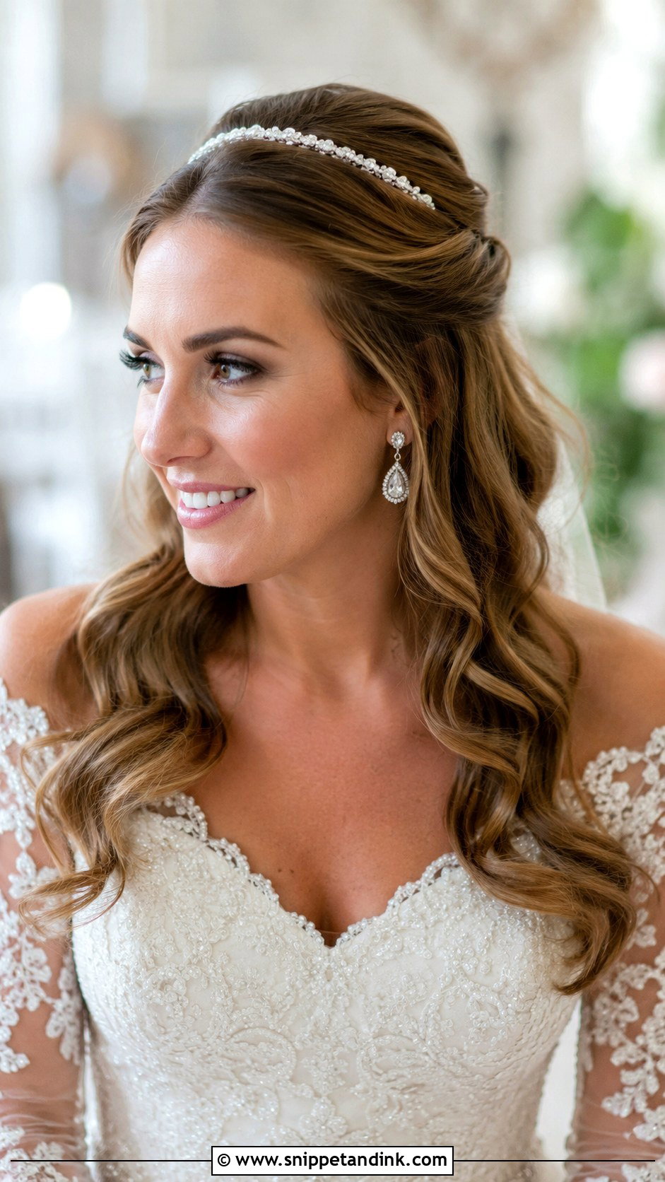 Half Up Hairstyle With Headband - Snippet and Ink - 30 Half-Up Half-Down Bridal Hairstyles