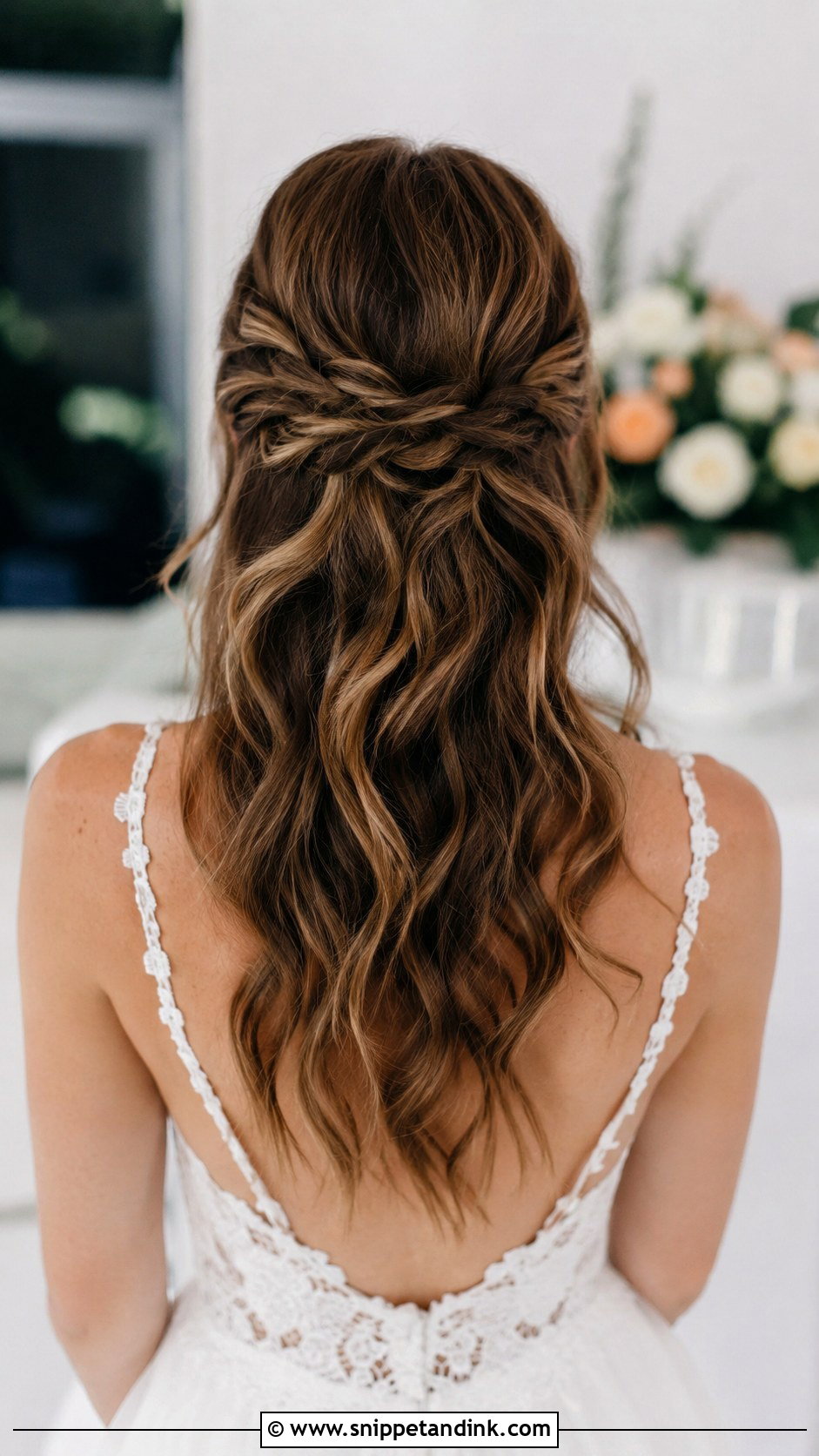 Half Up Hairstyle With Knotted Detail - Snippet and Ink - 30 Half-Up Half-Down Bridal Hairstyles