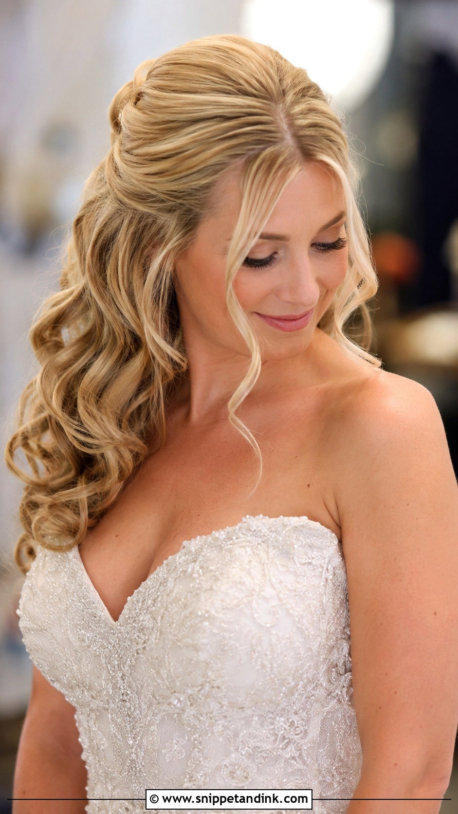 Half Up Hairstyle With Loose Curls - Snippet and Ink - 30 Half-Up Half-Down Bridal Hairstyles