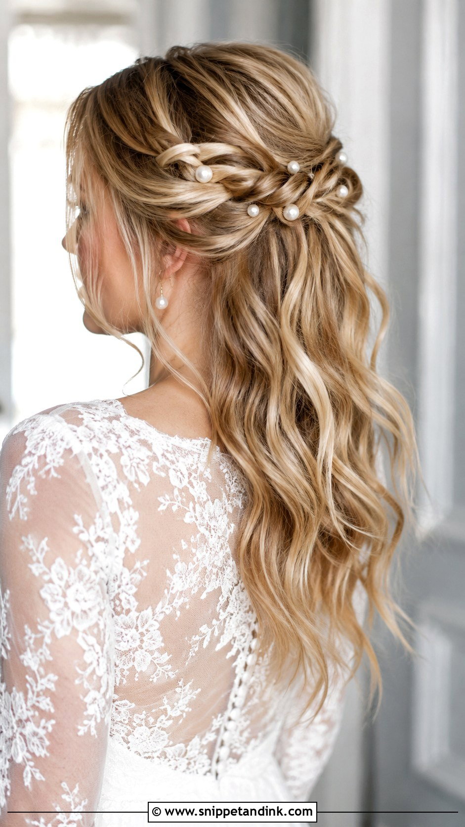 Half Up Hairstyle With Pearl Pins - Snippet and Ink - 20 Half Hair Up Hairstyles for Wedding